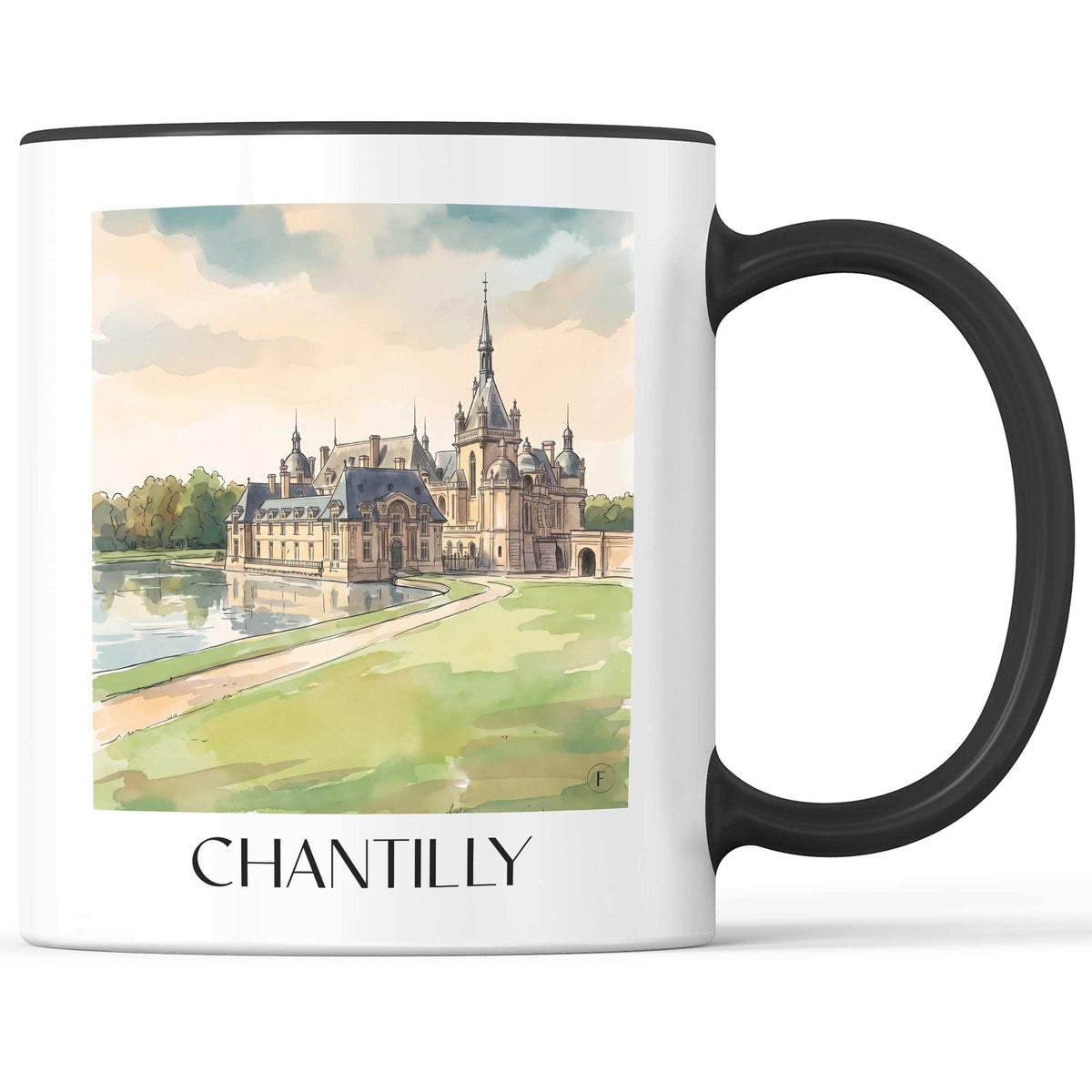 Chantilly Kaffeebecher - Oise - Frankreich Becher - Kaffeetasse im Aquarell Stil - favplace
