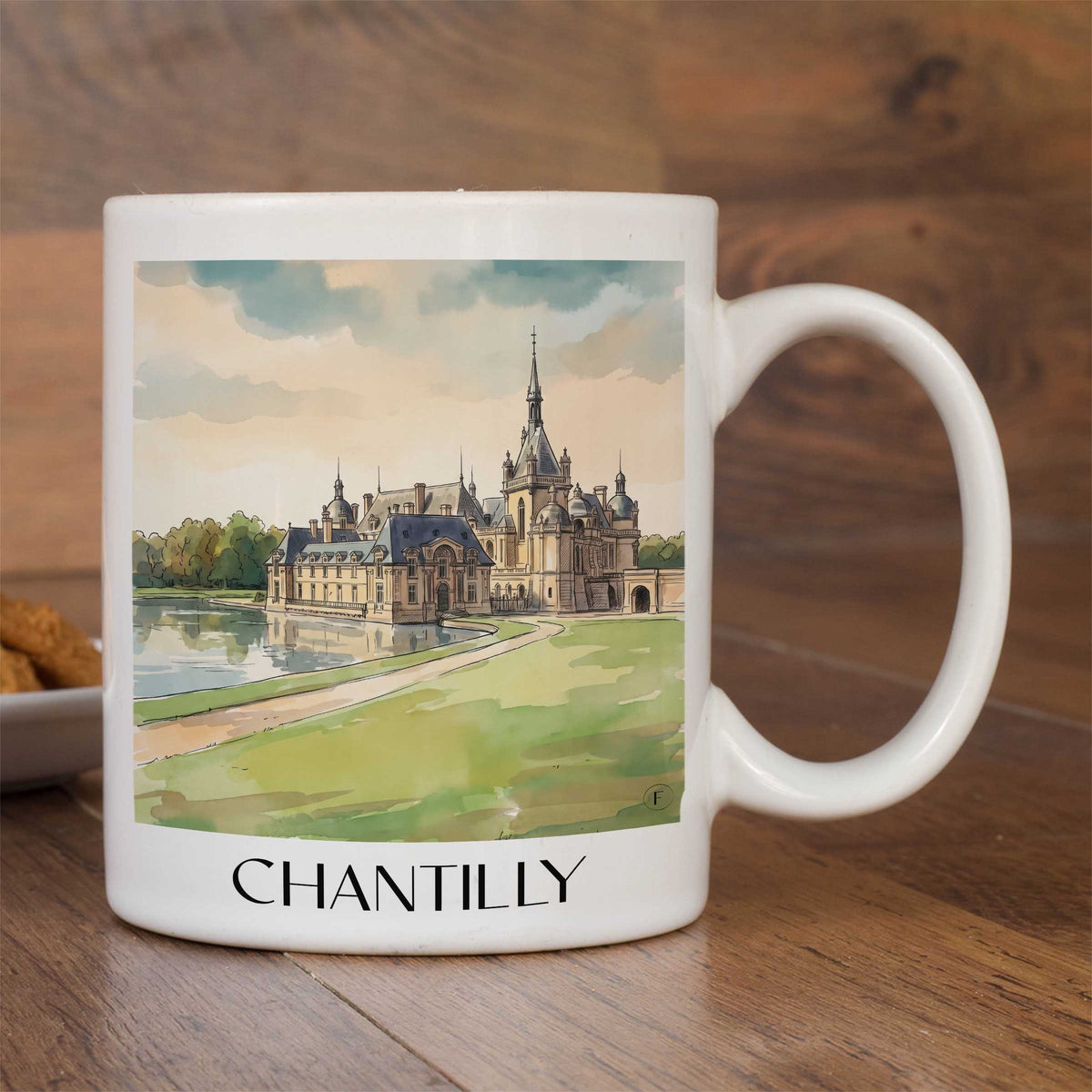 chantilly-oise-frankreich-kaffeebecher-aquarell