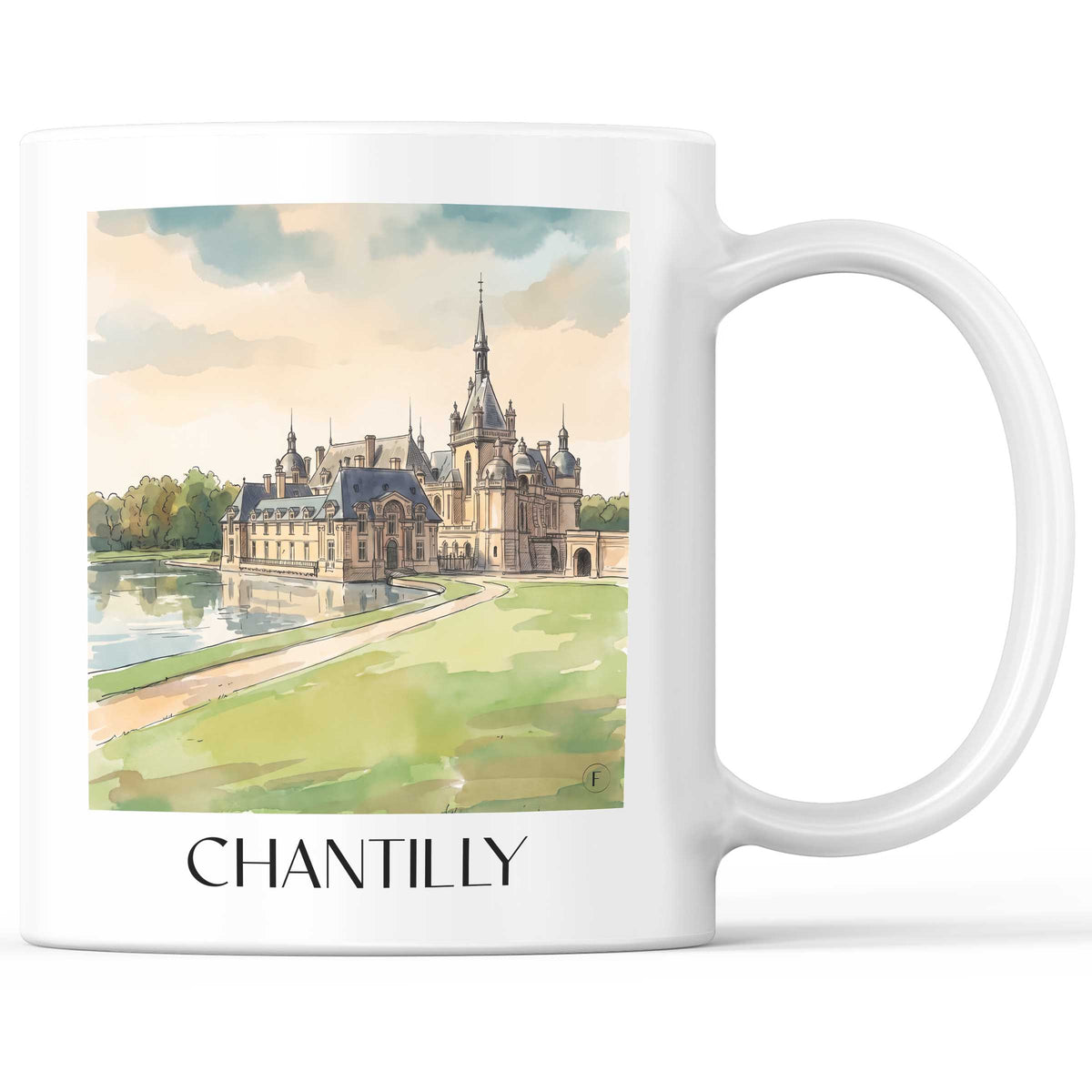 Chantilly Kaffeebecher - Oise - Frankreich Becher - Kaffeetasse im Aquarell Stil - favplace