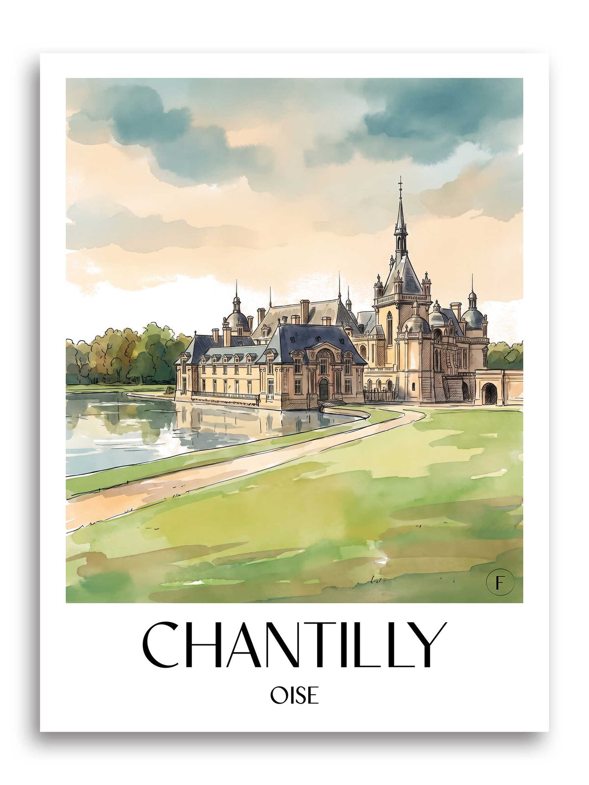 chantilly-oise-frankreich-poster-aquarell