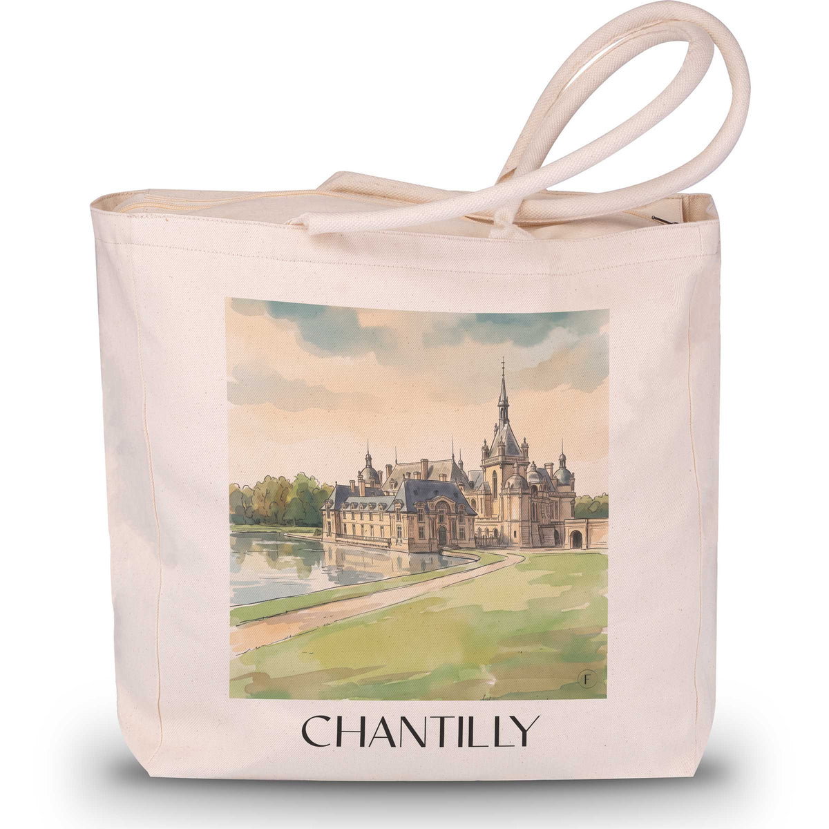 chantilly-oise-frankreich-einkaufstasche-aquarell