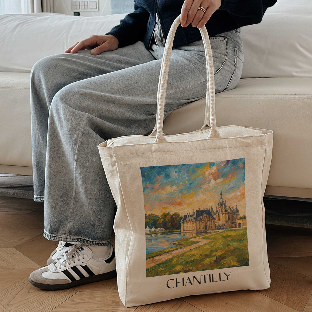 chantilly-oise-frankreich-einkaufstasche-oil-painting-oelgemaelde
