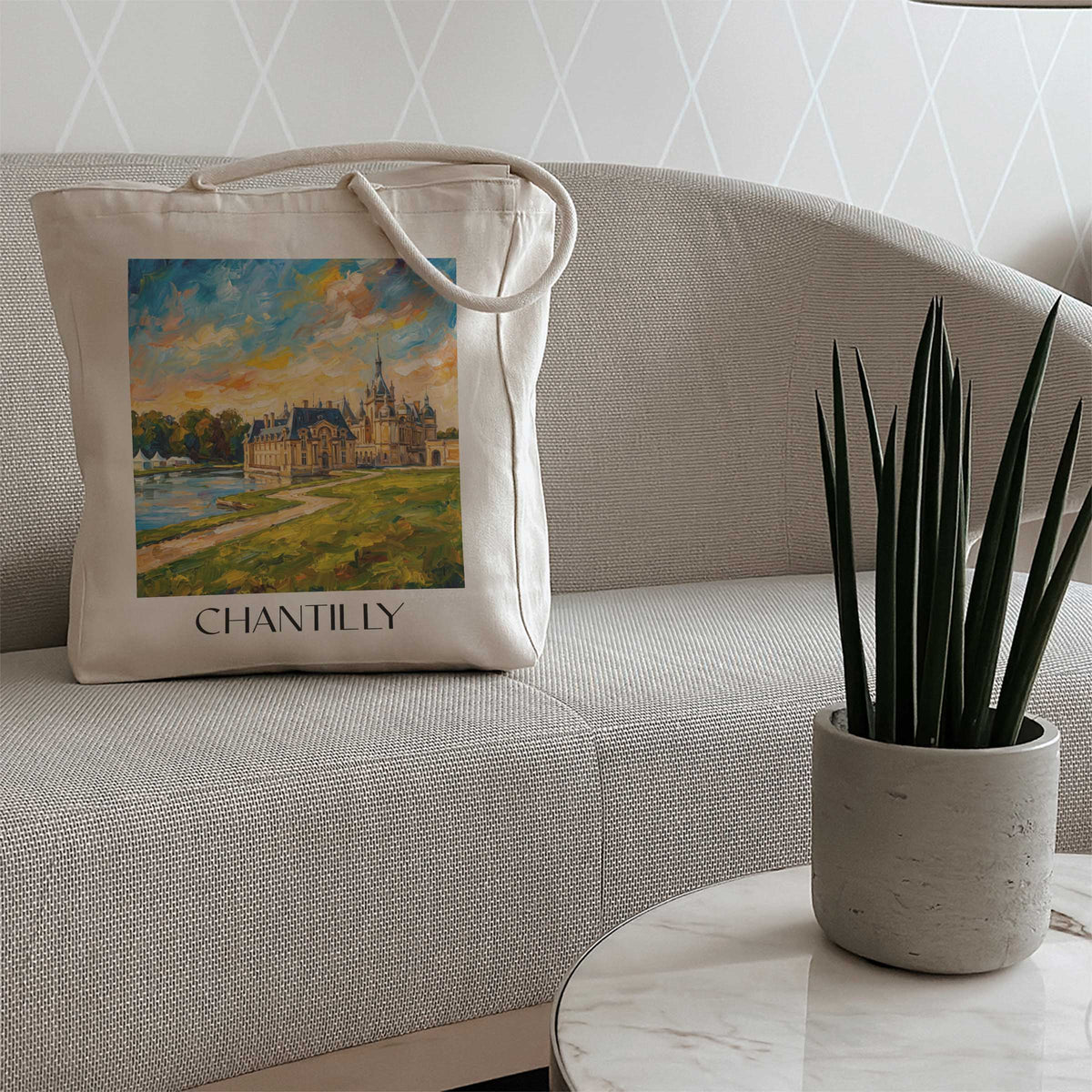 chantilly-oise-frankreich-einkaufstasche-oil-painting-oelgemaelde