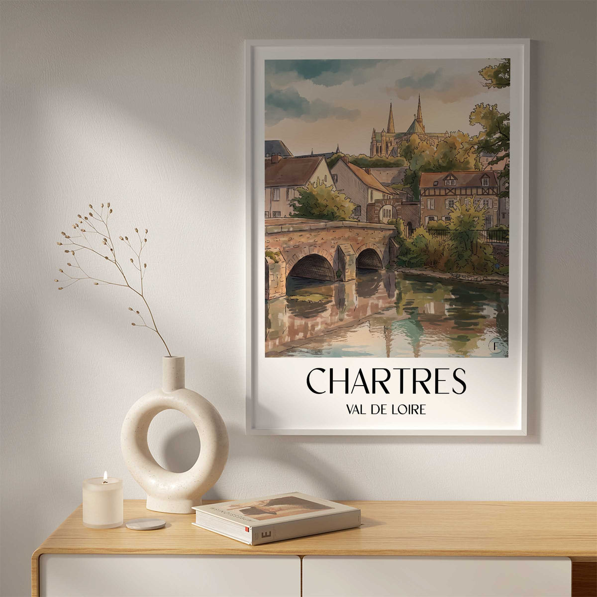 chartres-val-de-loire-frankreich-poster-aquarell