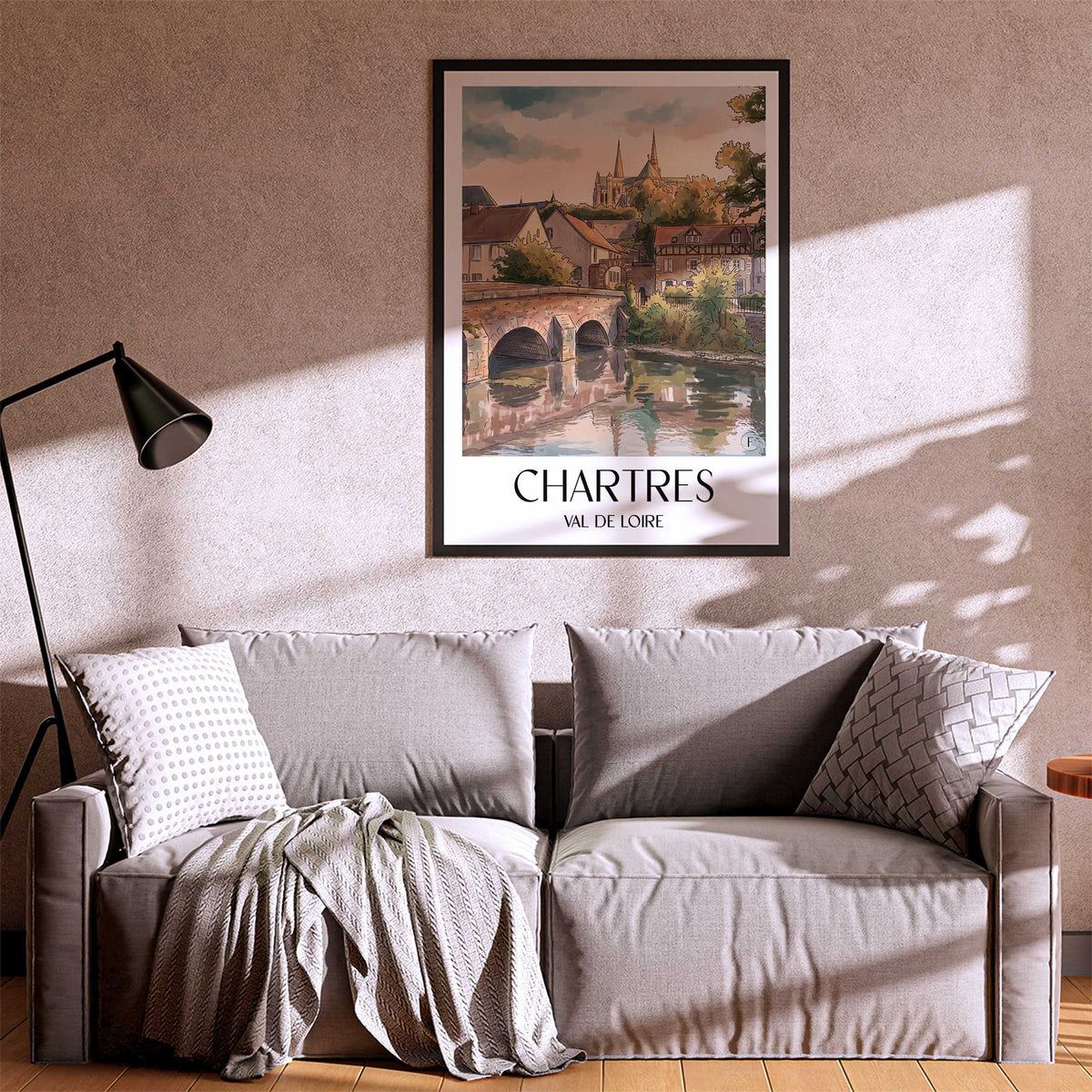 chartres-val-de-loire-frankreich-poster-aquarell