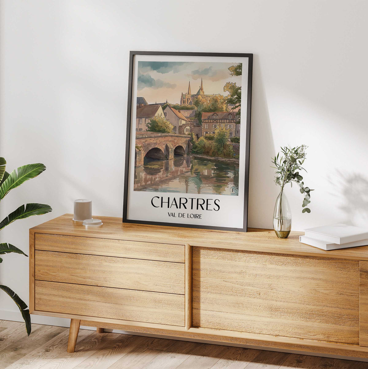 chartres-val-de-loire-frankreich-poster-aquarell