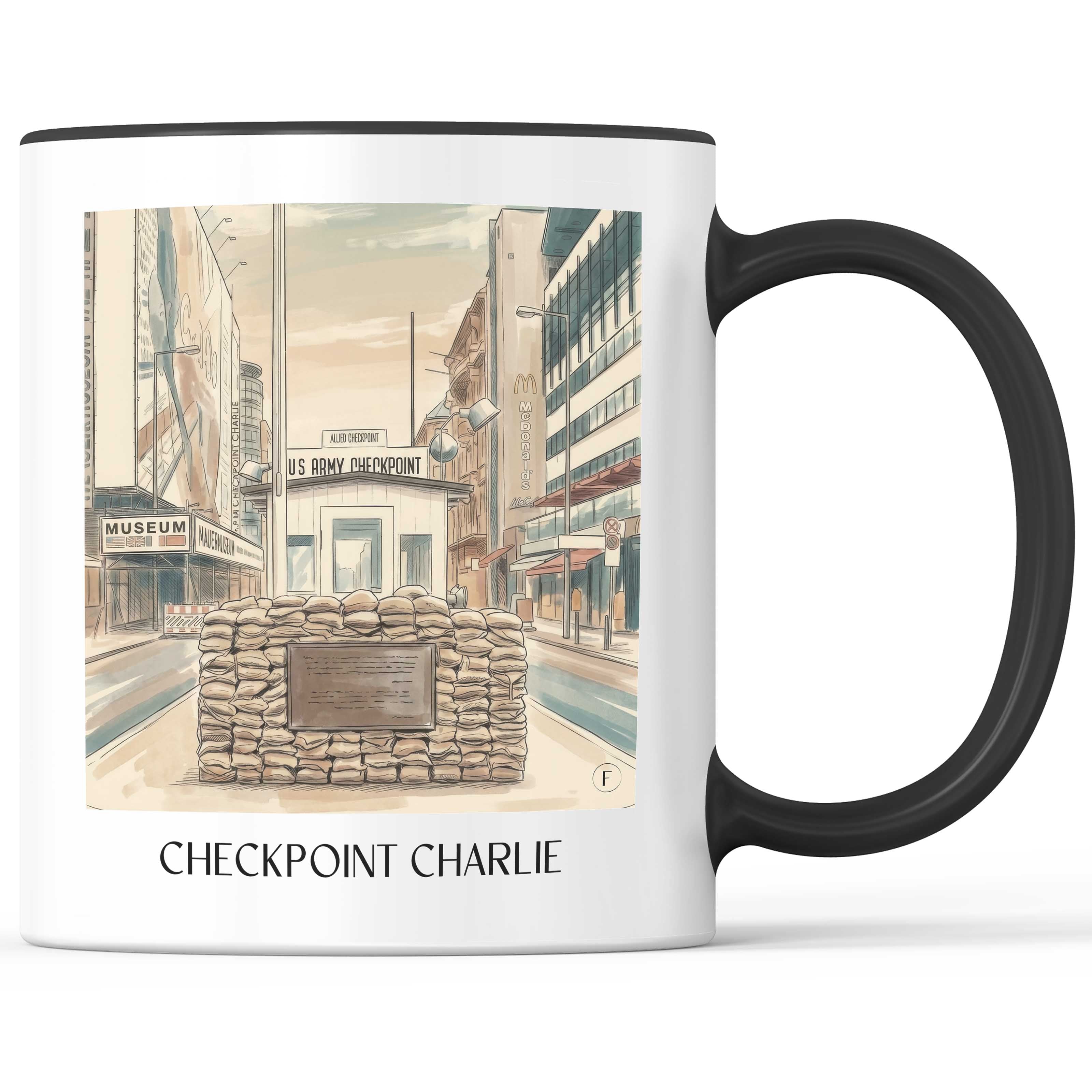 Checkpoint Charlie Kaffeebecher - Berlin - Deutschland Becher - Kaffeetasse im Aquarell Stil - favplace