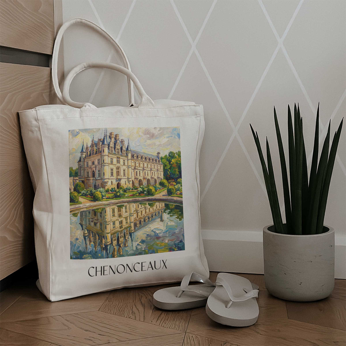 chenonceaux-val-de-loire-frankreich-einkaufstasche-oil-painting-oelgemaelde
