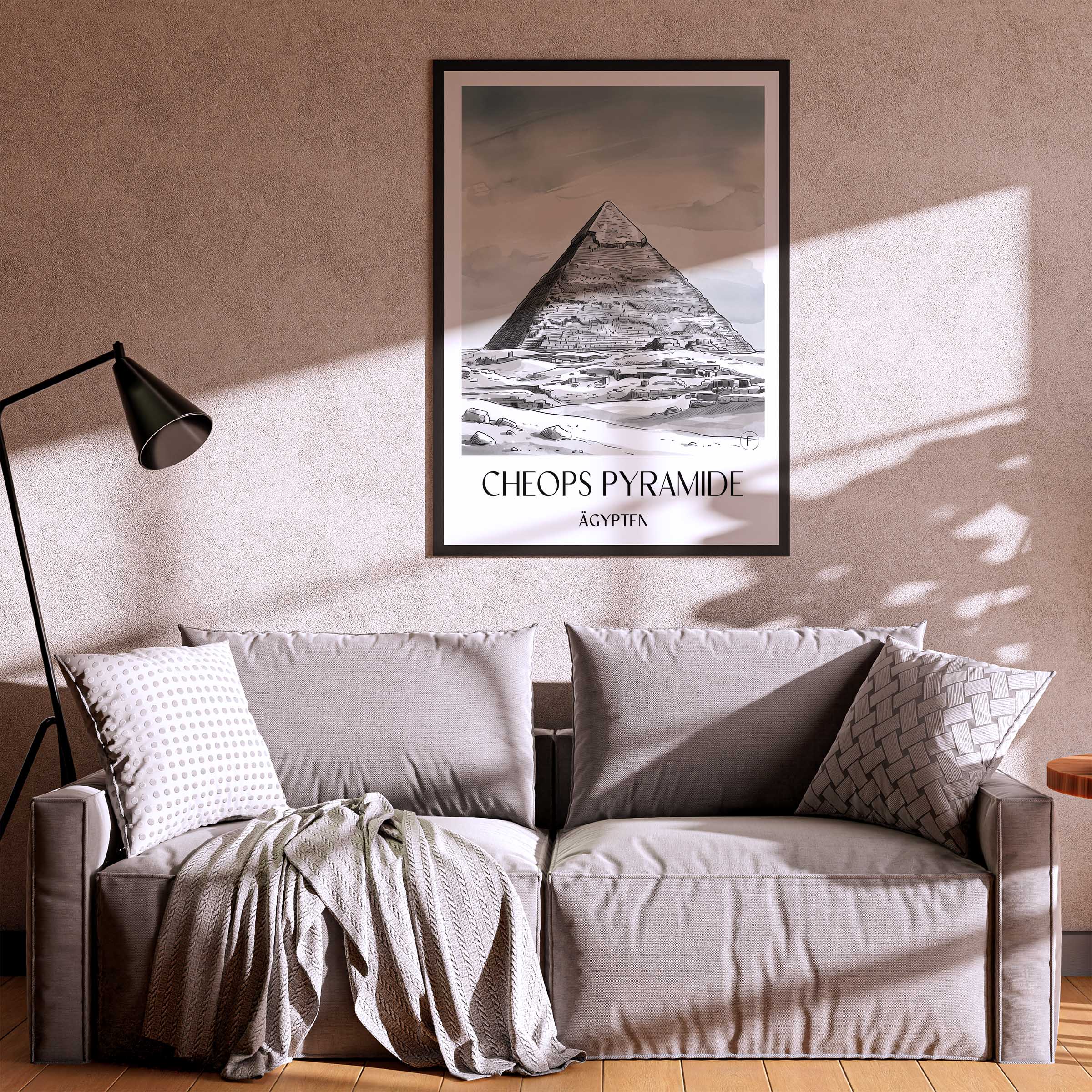 cheops-pyramide-ägypten-poster-aquarell-schwarz-weiss