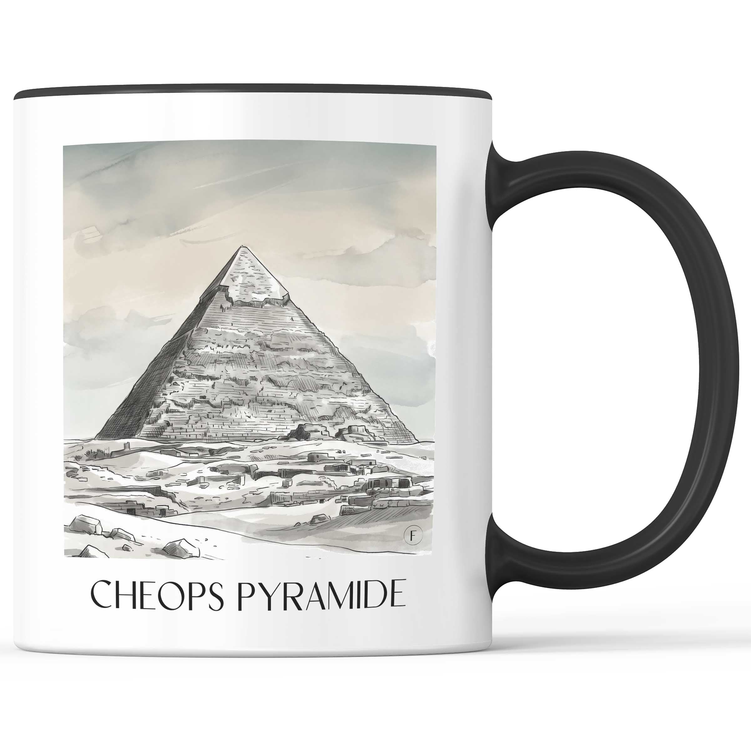cheops-pyramide-ägypten-kaffeebecher-aquarell-schwarz-weiss