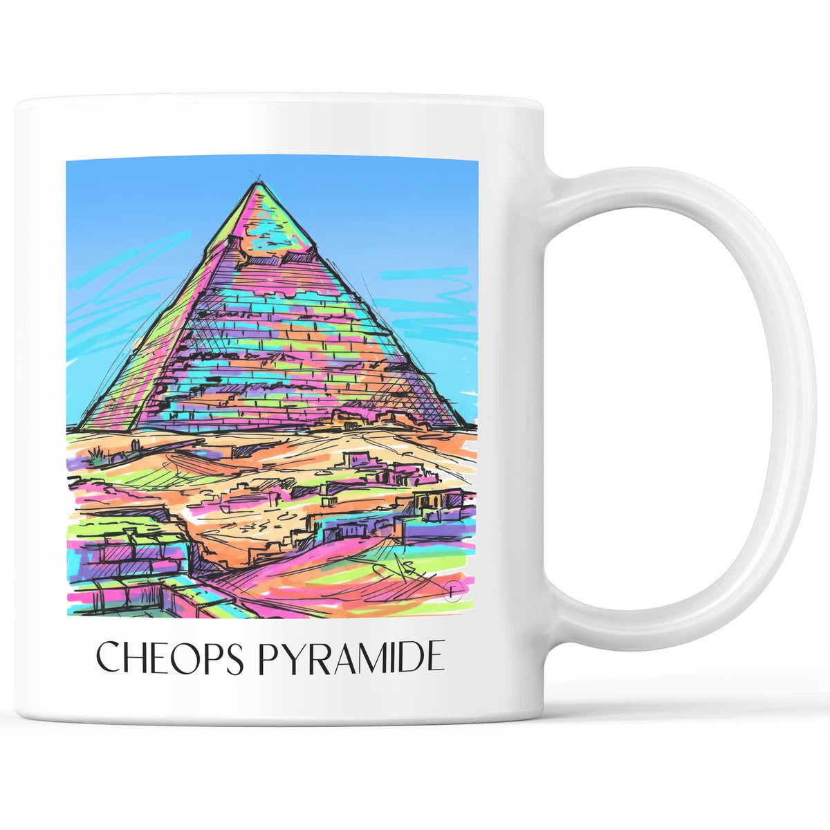 Cheops Pyramide - Ägypten Becher - Kaffeetasse im Tag Graffiti Stil - favplace