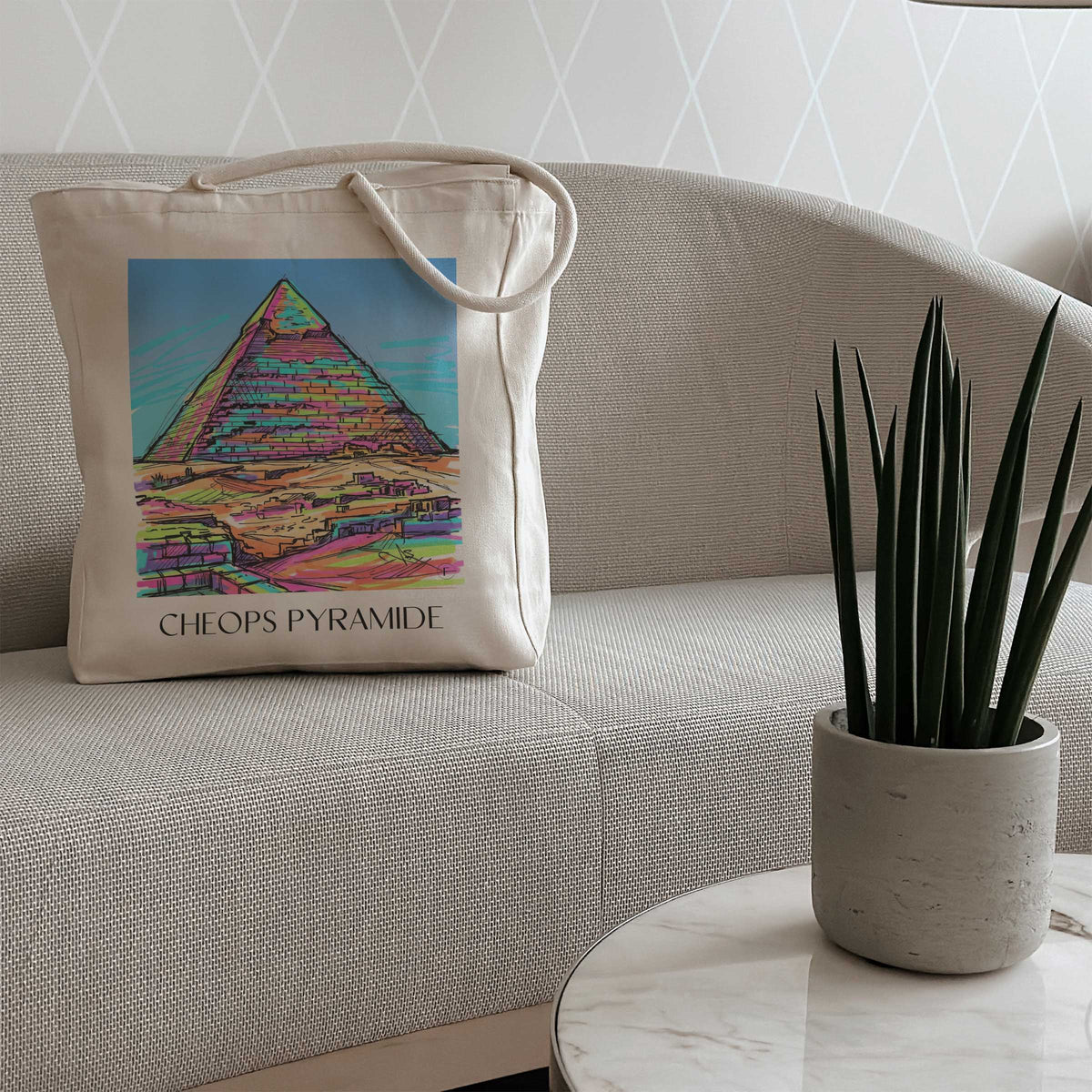 cheops-pyramide-ägypten-einkaufstasche-graffiti