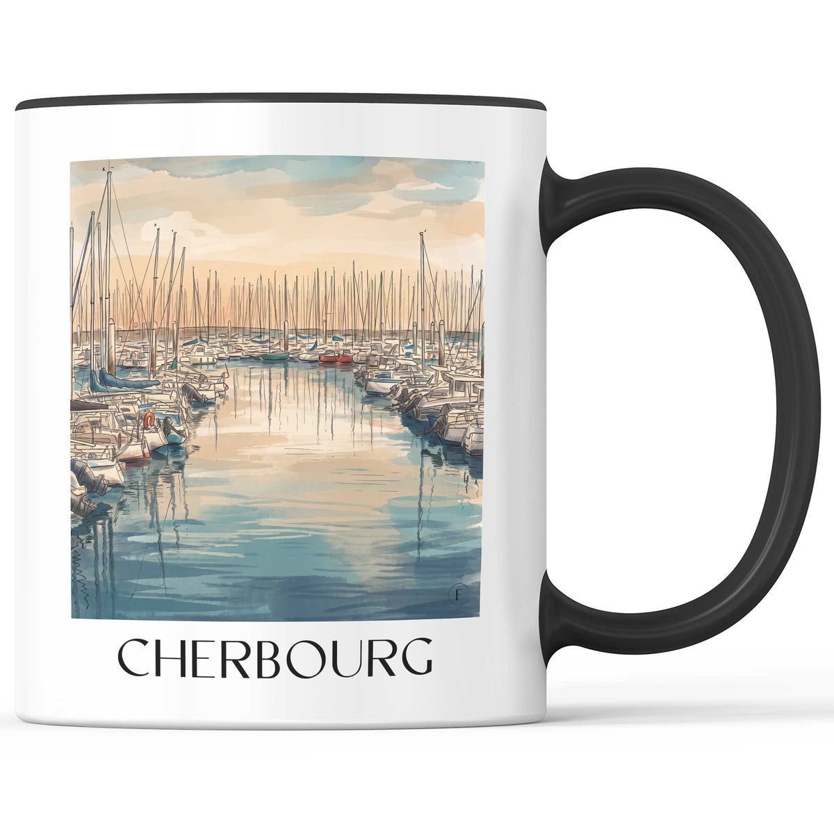 cherbourg-cotentin-frankreich-kaffeebecher-aquarell