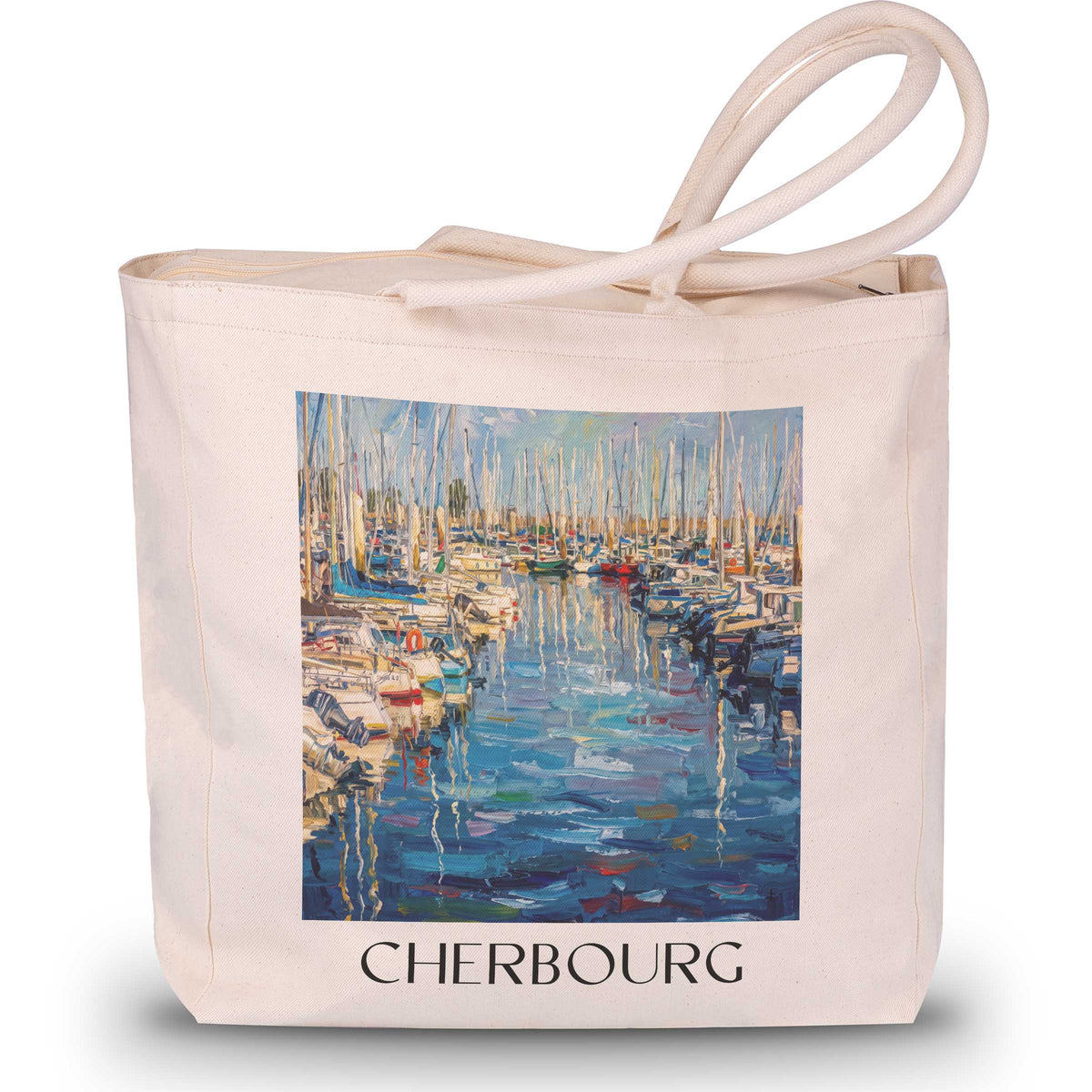 Cherbourg Shopping Tasche - Cotentin - Frankreich Tote Bag - Einkaufstasche im Ölgemälde Stil - favplace