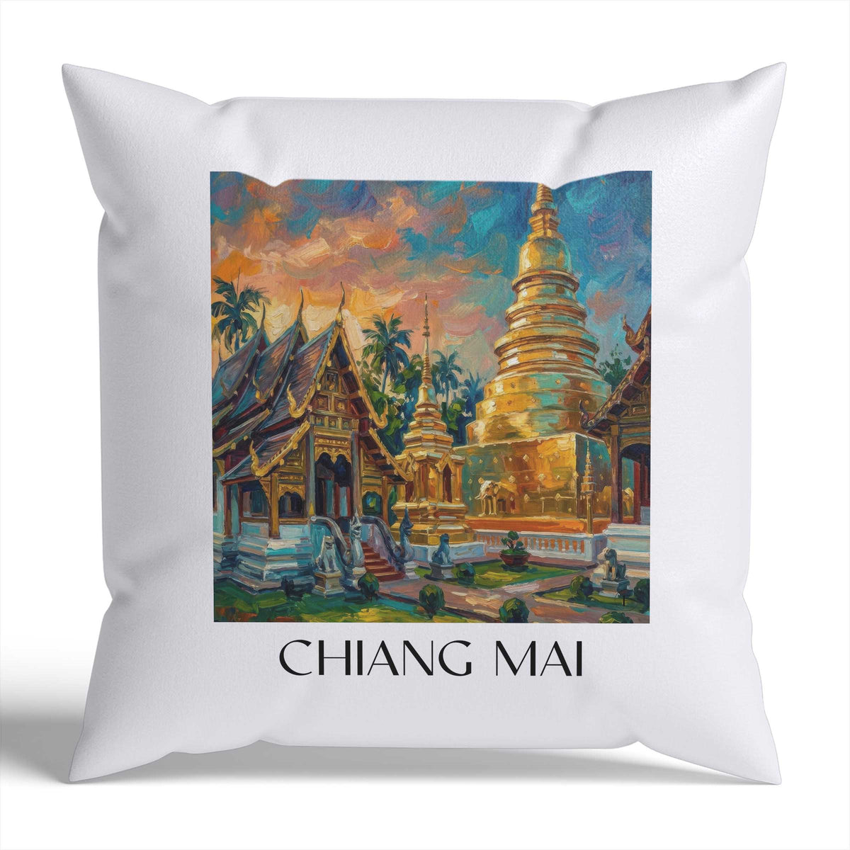 Chiang Mai Kissenhülle - Zierkissen Bezug - Thailand - Thailand Kissen bzw. Kissenbezug im Ölgemälde Stil - favplace