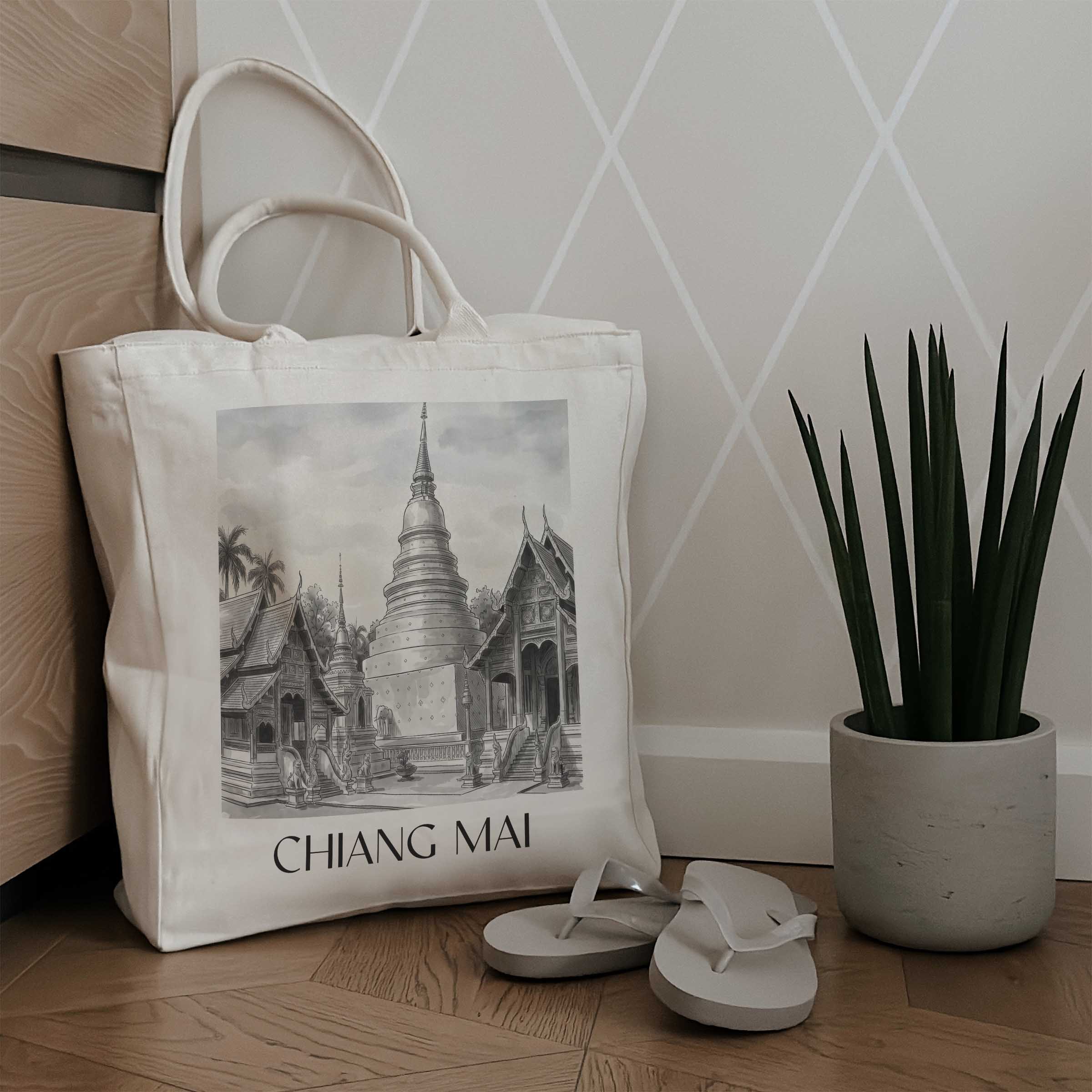 chiang-mai-thailand-einkaufstasche-aquarell-schwarz-weiss