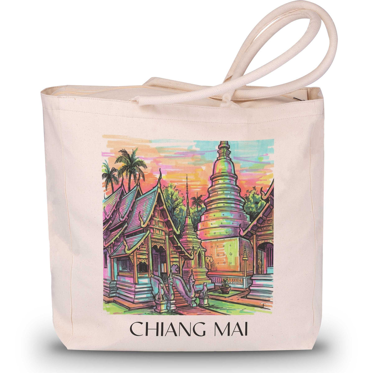 Chiang Mai - Thailand Tote Bag - Einkaufstasche im Tag Graffiti Stil - favplace