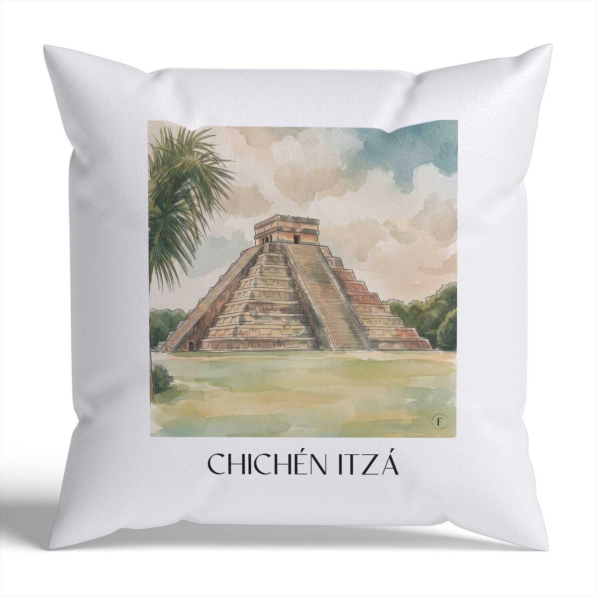 chichén-itzá-mexiko-mexiko-kissenbezug-aquarell