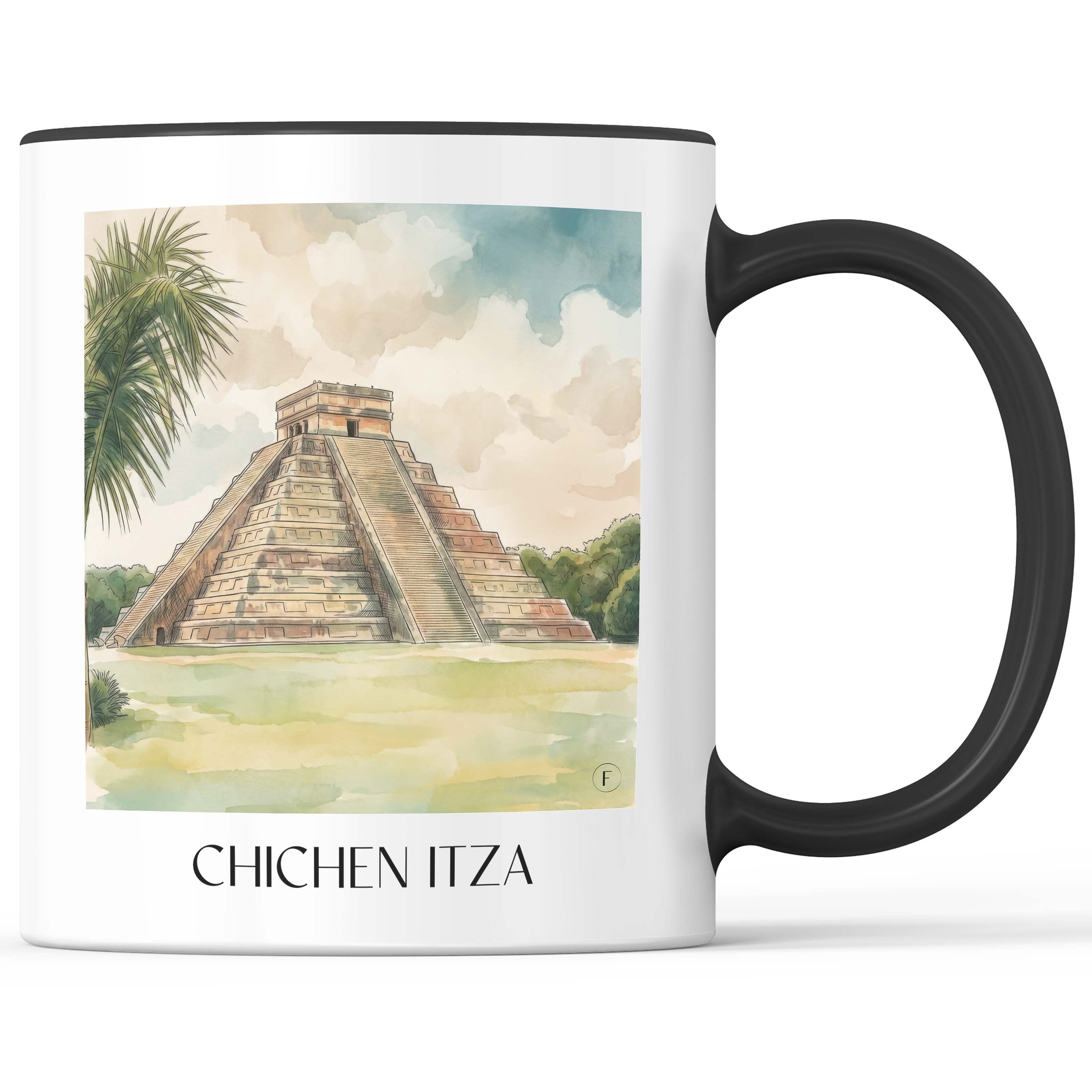 Chichén Itzá - Mexiko Becher - Kaffeetasse im Aquarell Stil - favplace