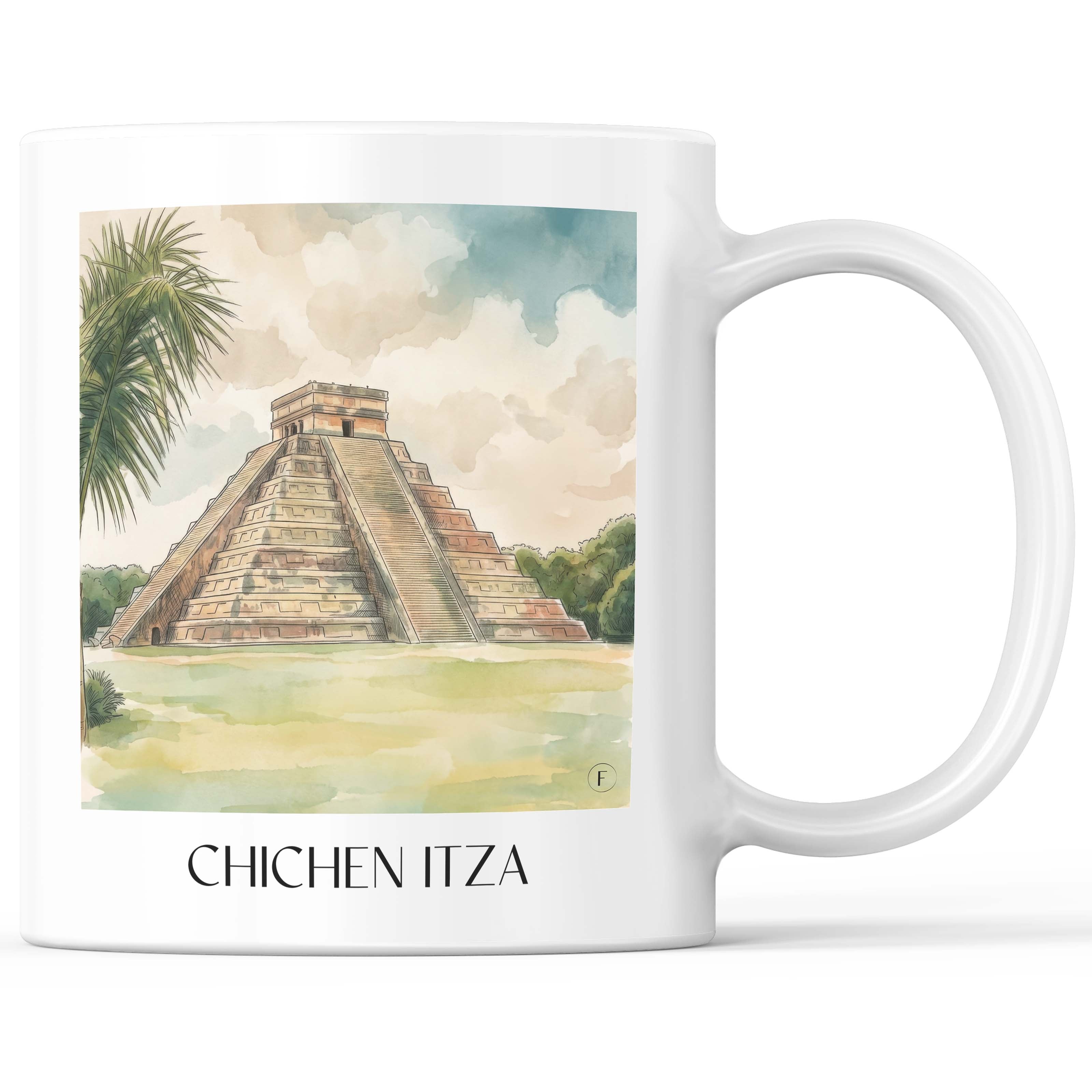 Chichén Itzá - Mexiko Becher - Kaffeetasse im Aquarell Stil - favplace