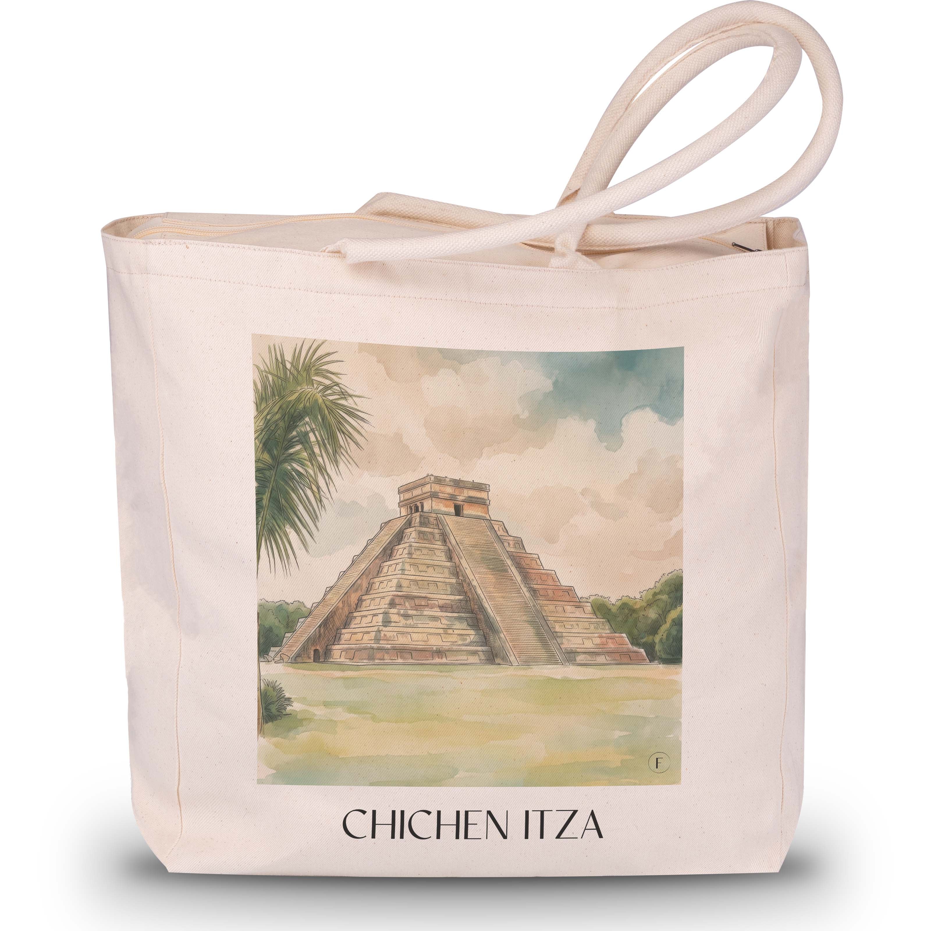 Chichén Itzá - Mexiko Tote Bag - Einkaufstasche im Aquarell Stil - favplace