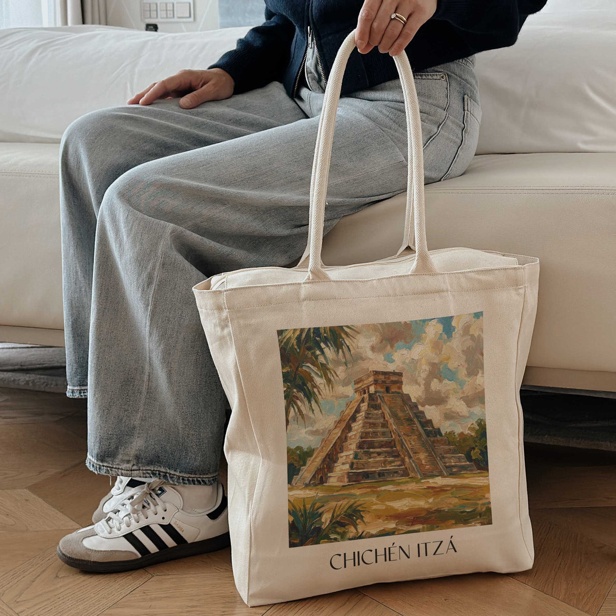 chichén-itzá-mexiko-einkaufstasche-oil-painting-oelgemaelde