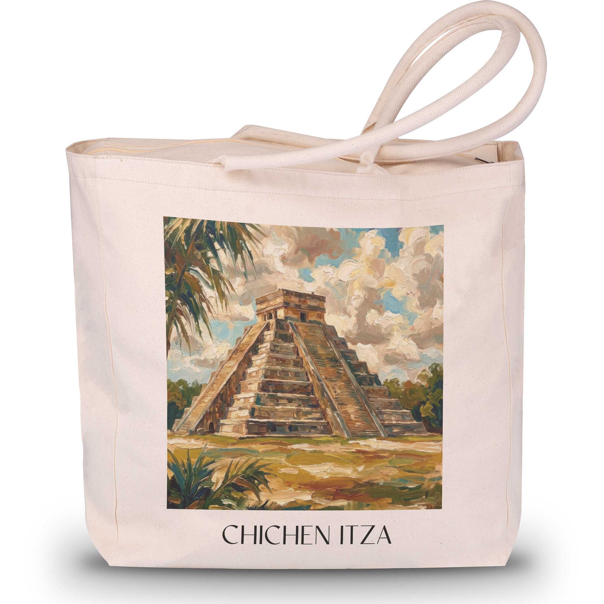 Chichén Itzá - Mexiko Tote Bag - Einkaufstasche im Ölgemälde Stil - favplace