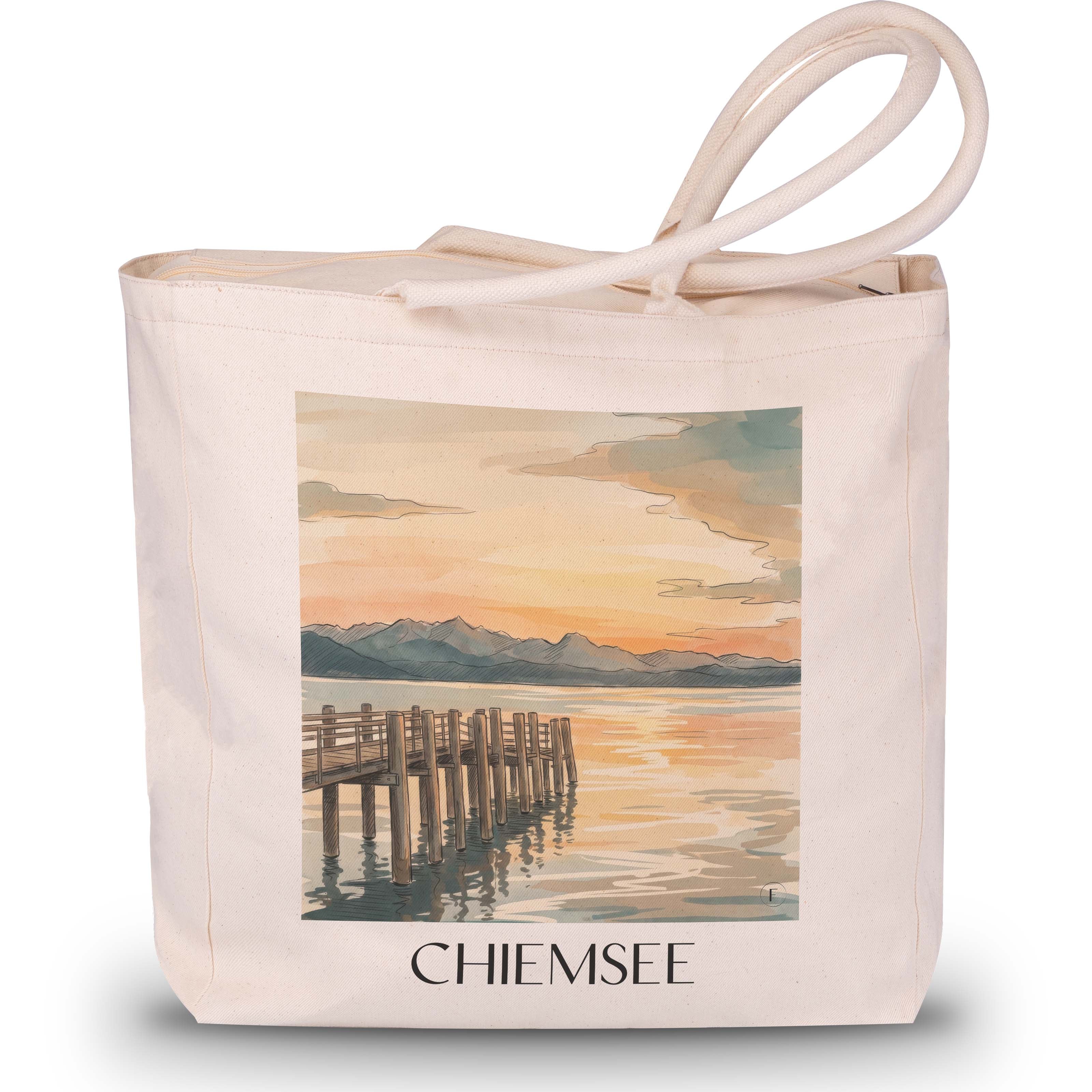 Chiemsee - Deutschland Tote Bag - Einkaufstasche im Aquarell Stil - favplace