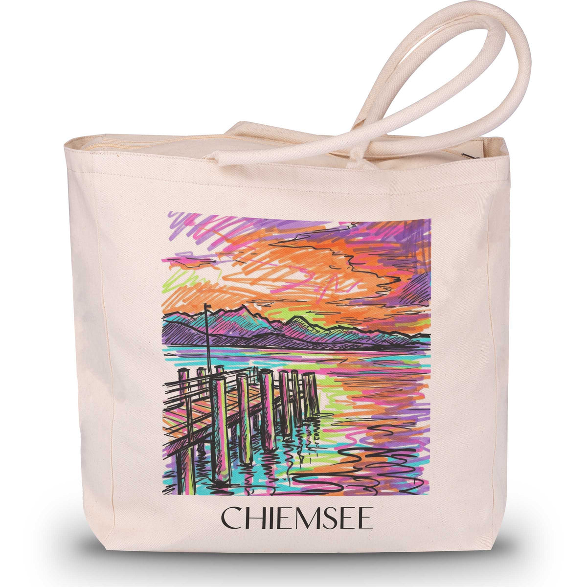 Chiemsee - Deutschland Tote Bag - Einkaufstasche im Tag Graffiti Stil - favplace