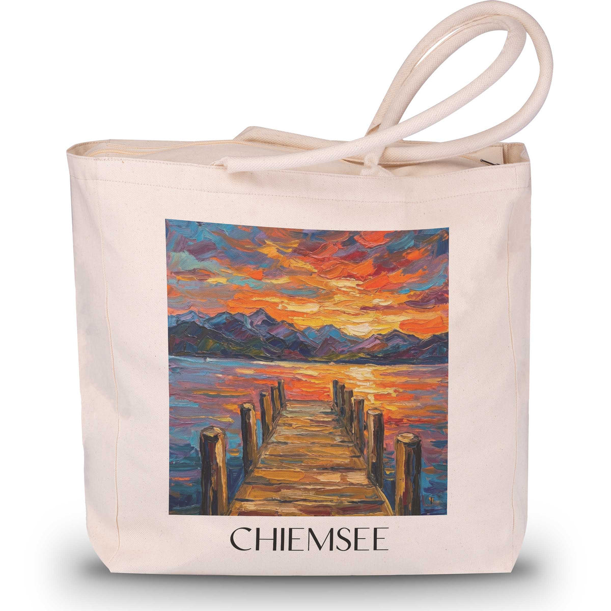 Chiemsee - Deutschland Tote Bag - Einkaufstasche im Ölgemälde Stil - favplace