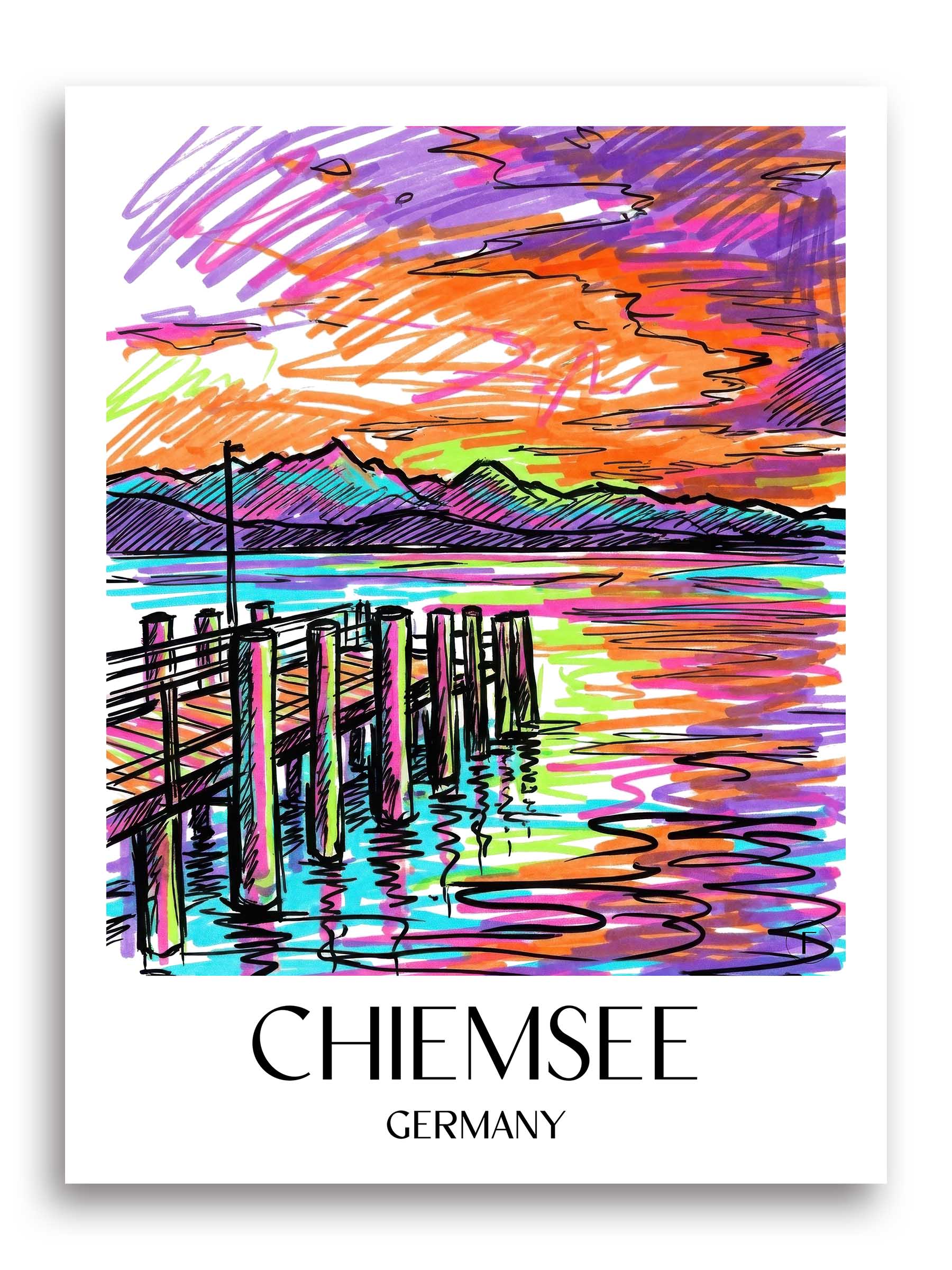 Chiemsee Poster - - Deutschland Kunstdruck - Tag Graffiti von A4 bis A1 - favplace