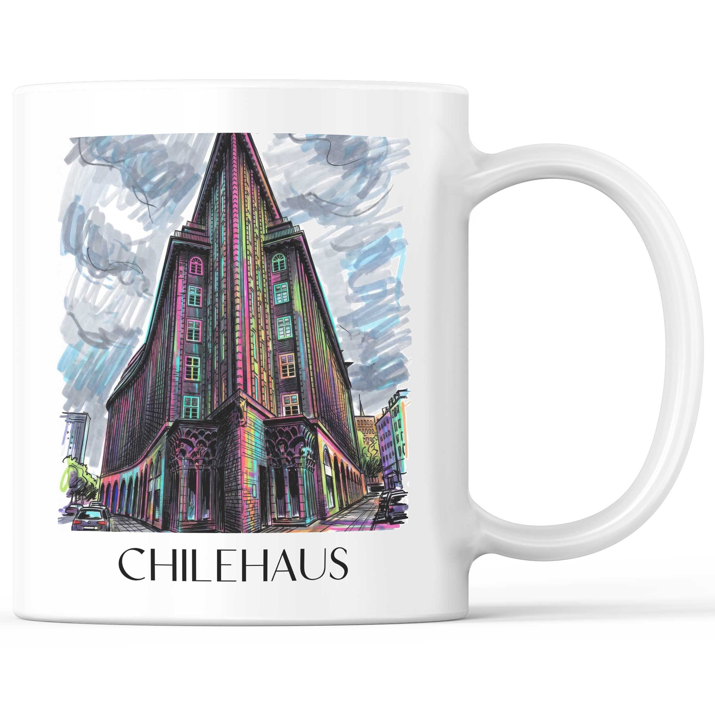 Chilehaus Kaffeebecher - Hamburg - Deutschland Becher - Kaffeetasse im Tag Graffiti Stil