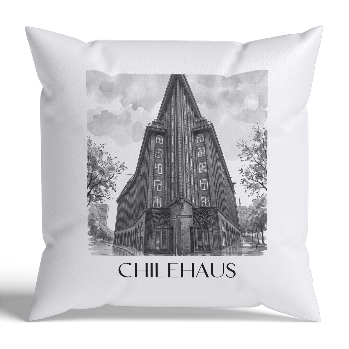 chilehaus-hamburg-deutschland-kissenbezug-aquarell-schwarz-weiss