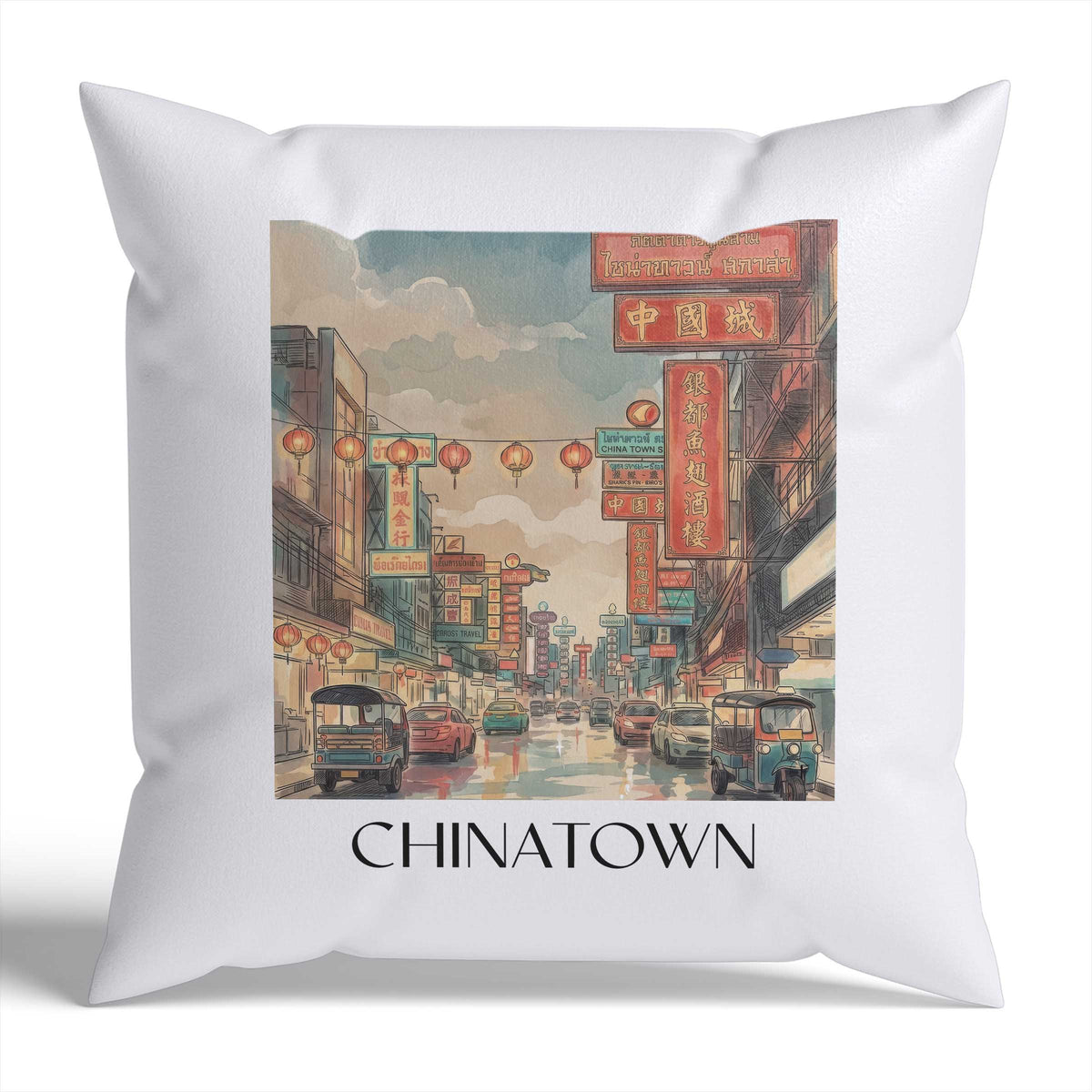 chinatown-bangkok-thailand-kissenbezug-aquarell