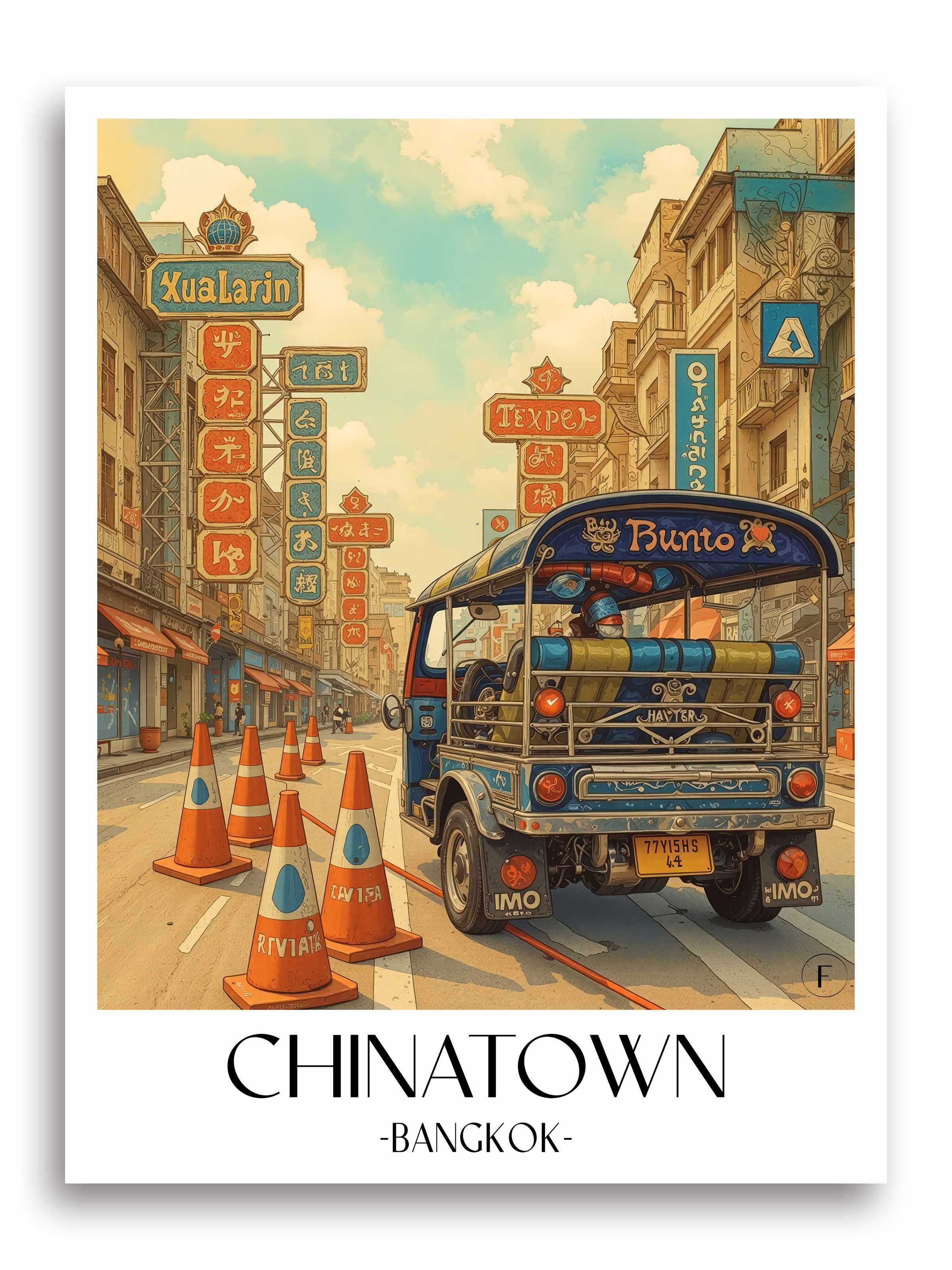 Chinatown Poster - Bangkok - Thailand Kunstdruck - Aquarell von A4 bis A1 - favplace