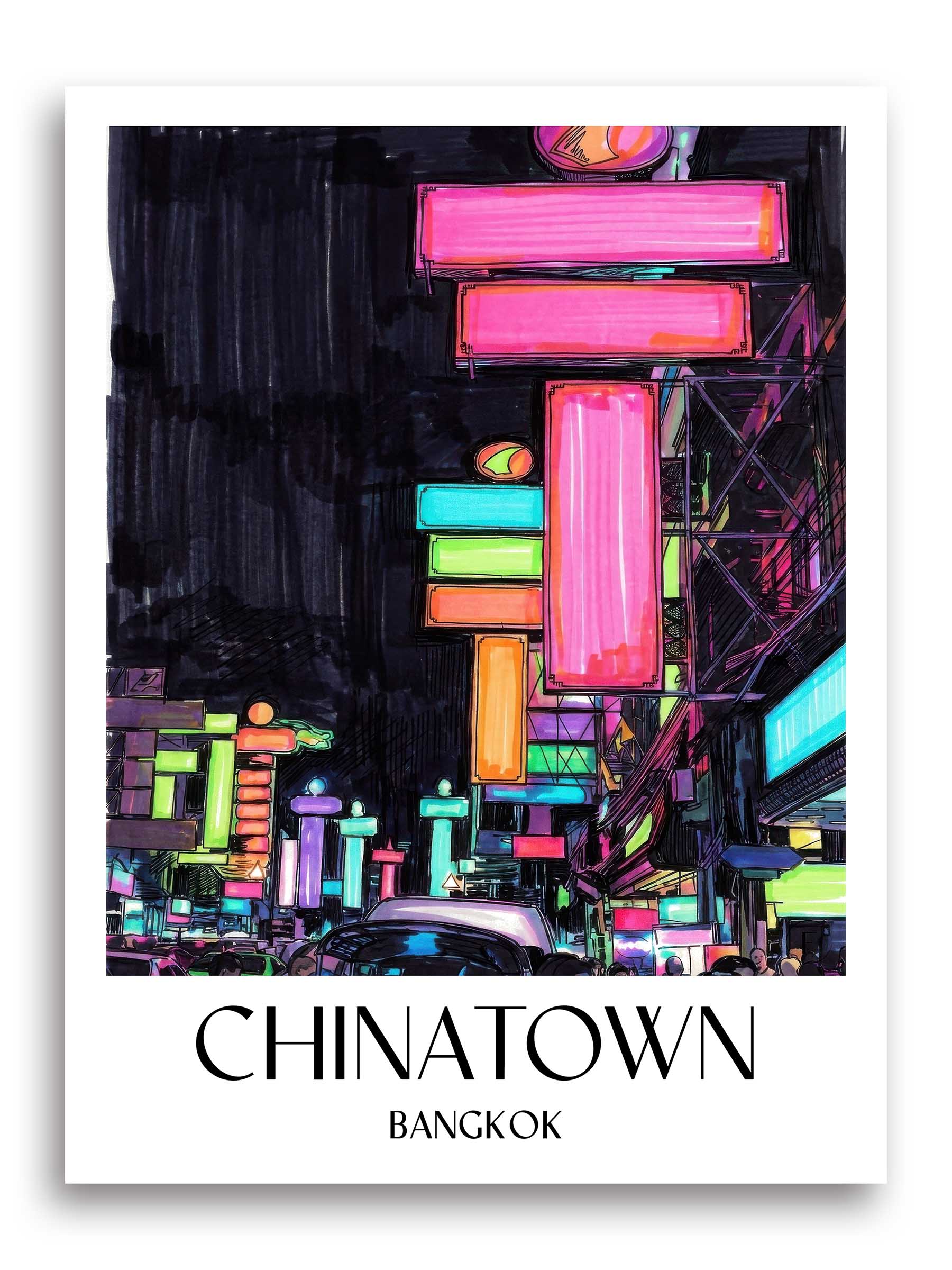 Chinatown Poster - Bangkok - Thailand Kunstdruck - Tag Graffiti von A4 bis A1 - favplace