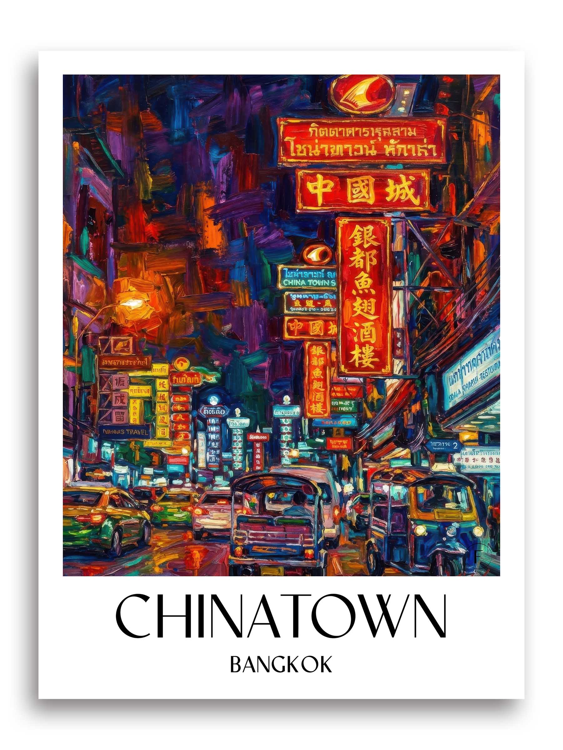 Chinatown Poster - Bangkok - Thailand Kunstdruck - Ölgemälde von A4 bis A1 - favplace