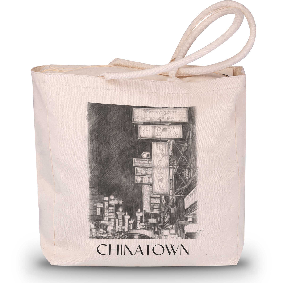 Chinatown Shopping Tasche - Bangkok - Thailand Tote Bag - Einkaufstasche im Zeichnung Stil - favplace