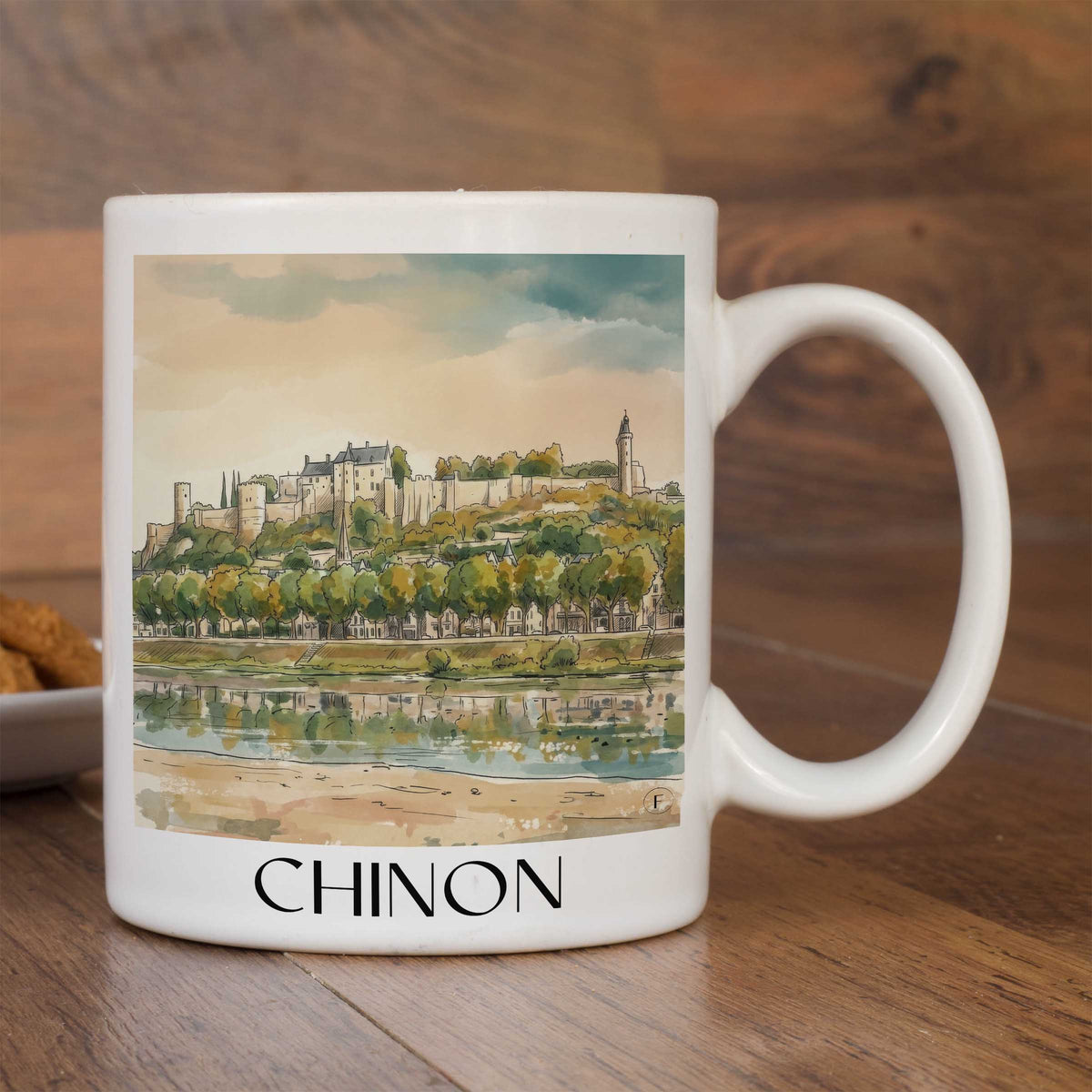 chinon-indre-et-loire-frankreich-kaffeebecher-aquarell