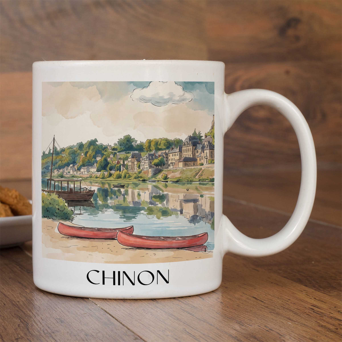 chinon-val-de-loire-frankreich-kaffeebecher-aquarell