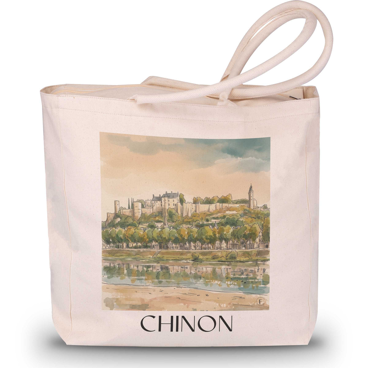 chinon-indre-et-loire-frankreich-einkaufstasche-aquarell