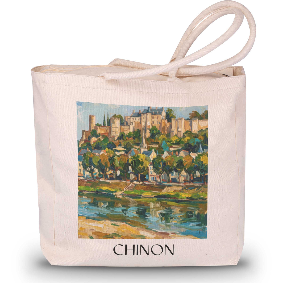 chinon-indre-et-loire-frankreich-einkaufstasche-oil-painting-oelgemaelde