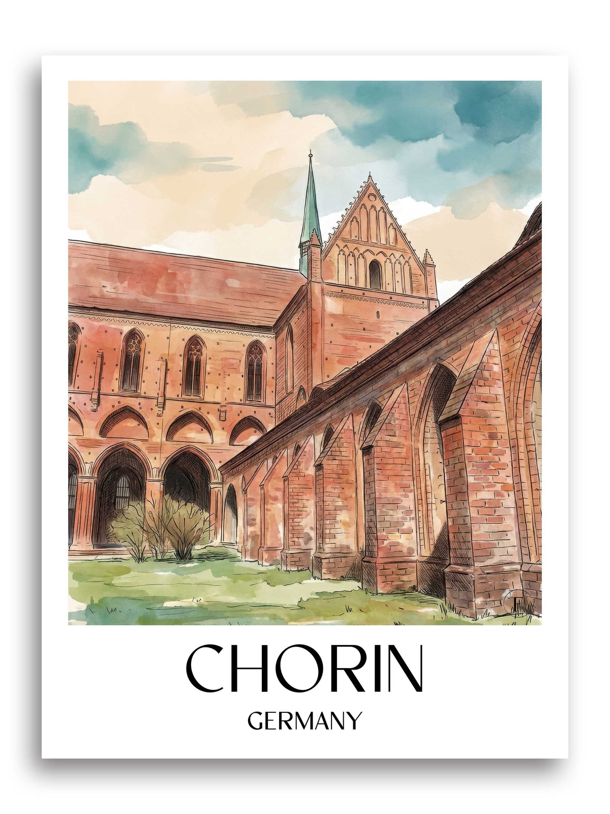 Chorin Poster - Brandenburg - Deutschland Kunstdruck - Aquarell von A4 bis A1 - favplace