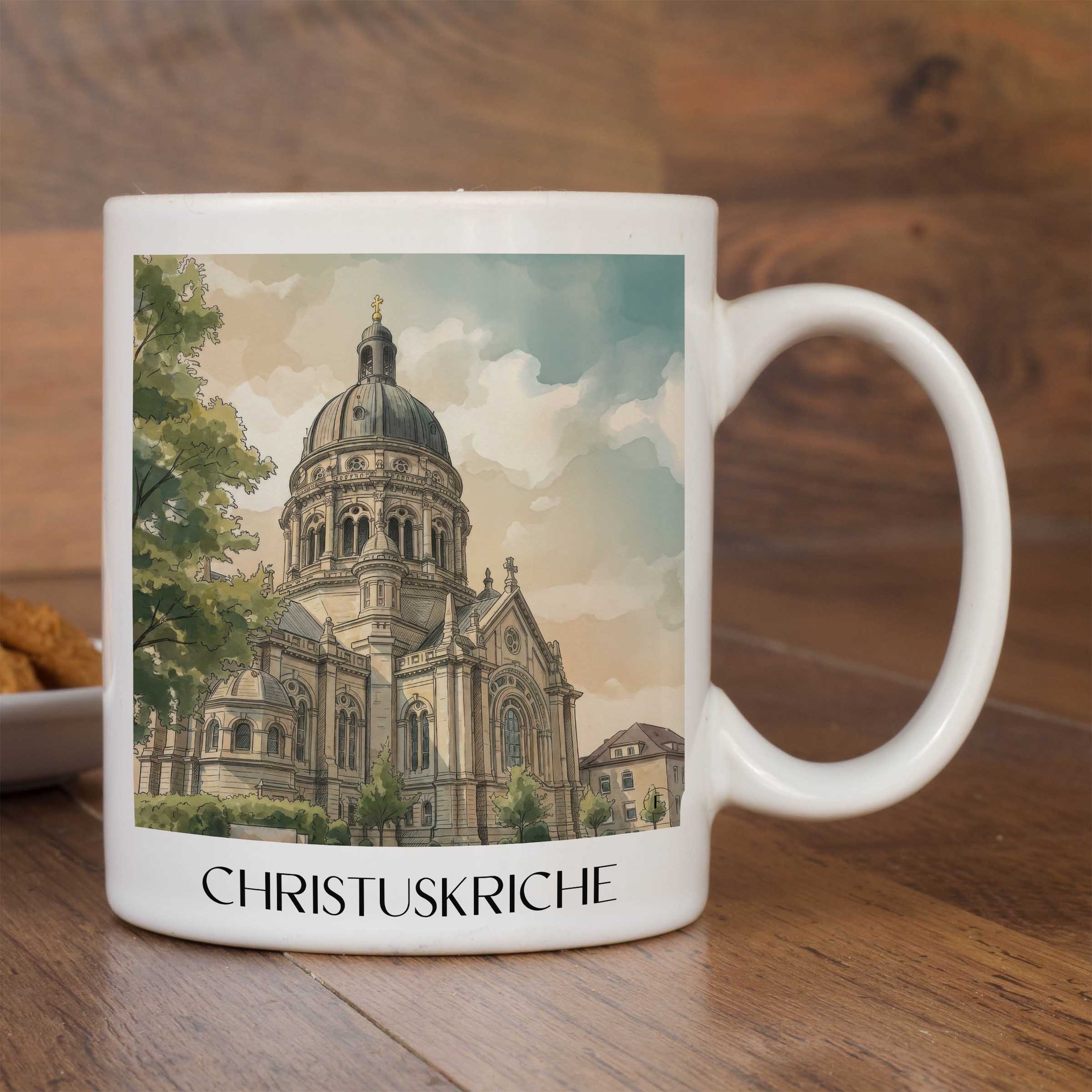 christuskriche-mainz-deutschland-kaffeebecher-aquarell