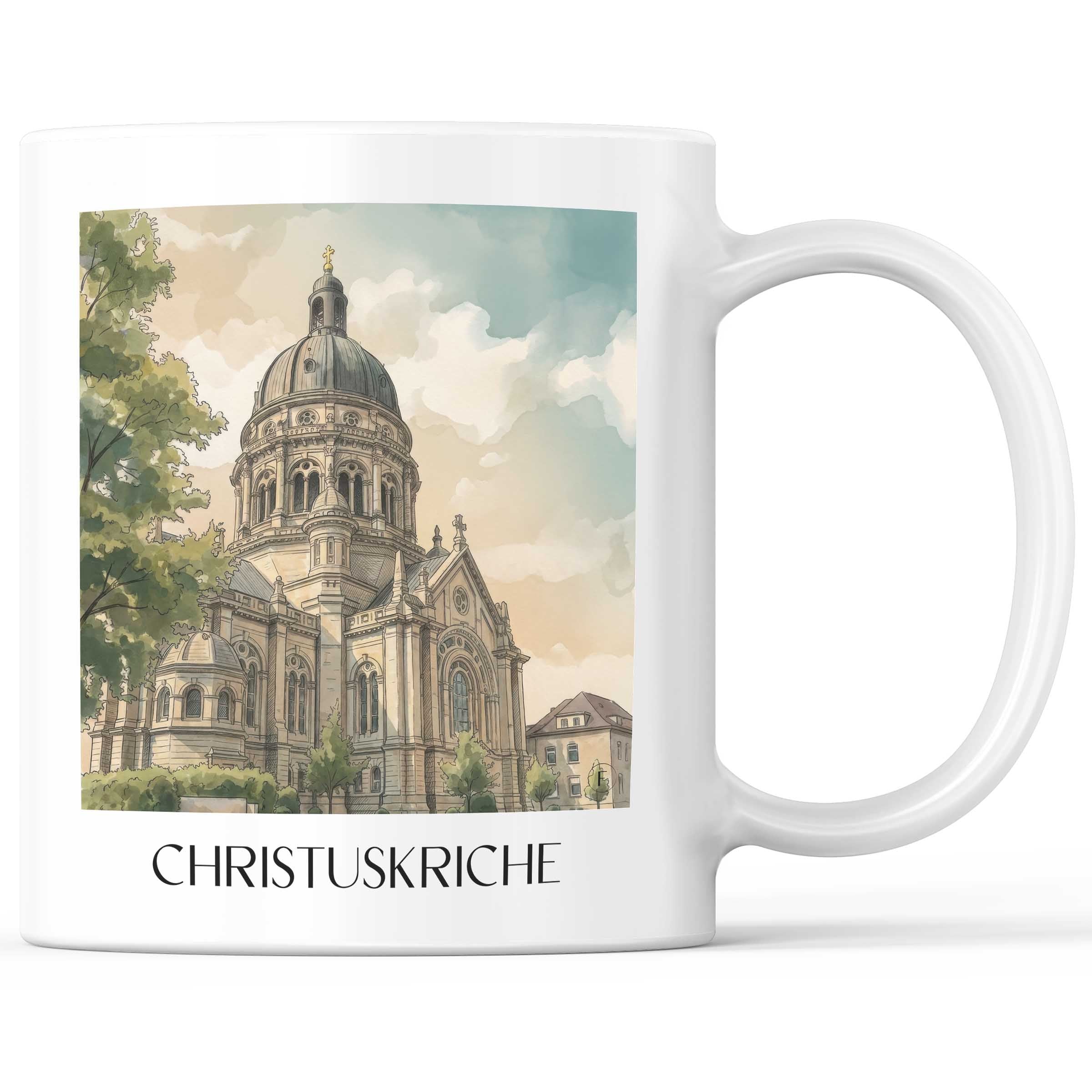 christuskriche-mainz-deutschland-kaffeebecher-aquarell
