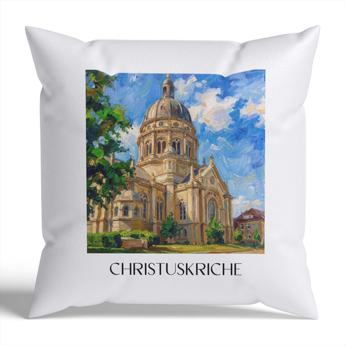 christuskriche-mainz-deutschland-kissenbezug-oil-painting-oelgemaelde