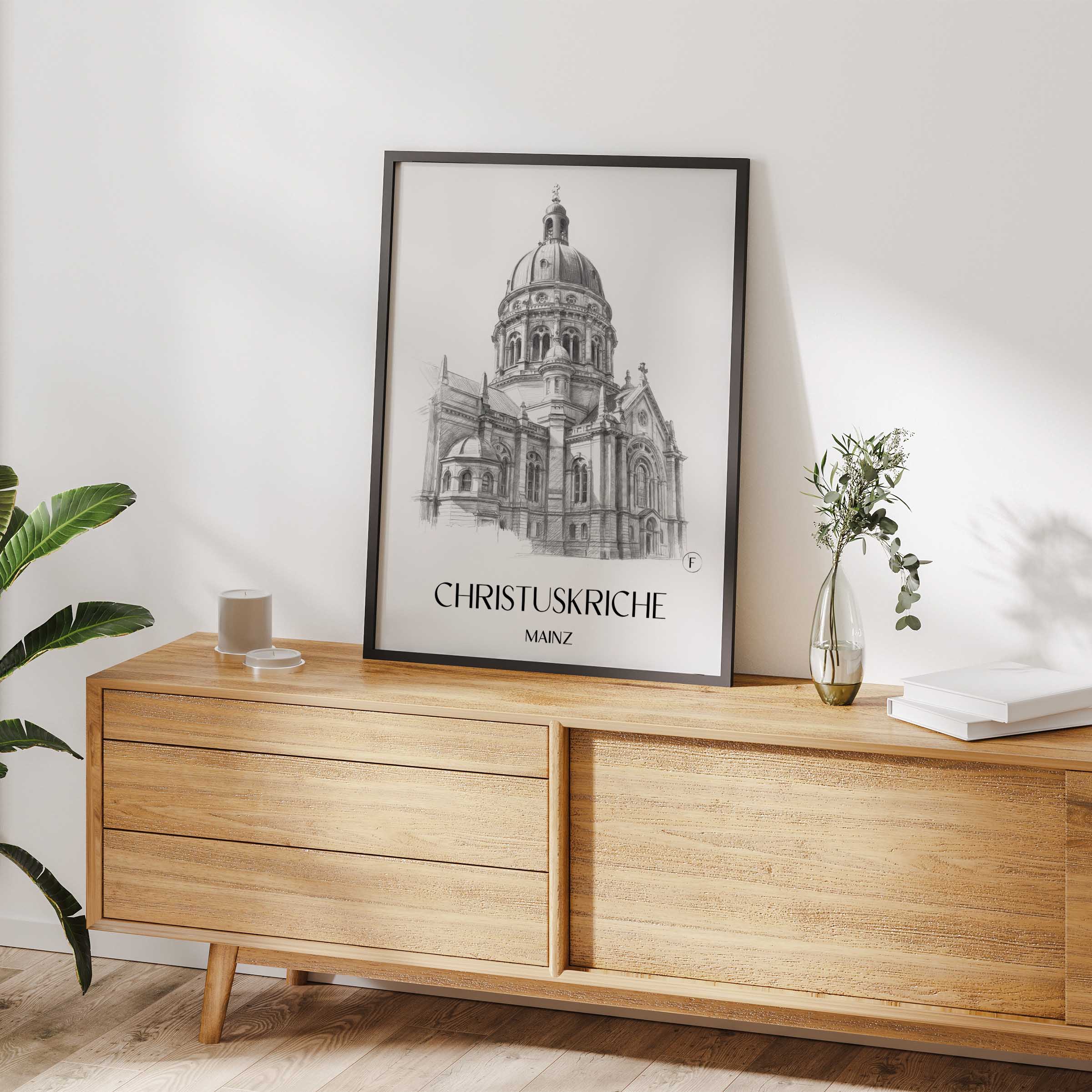 christuskriche-mainz-deutschland-poster-bleistift-zeichnung-drawing