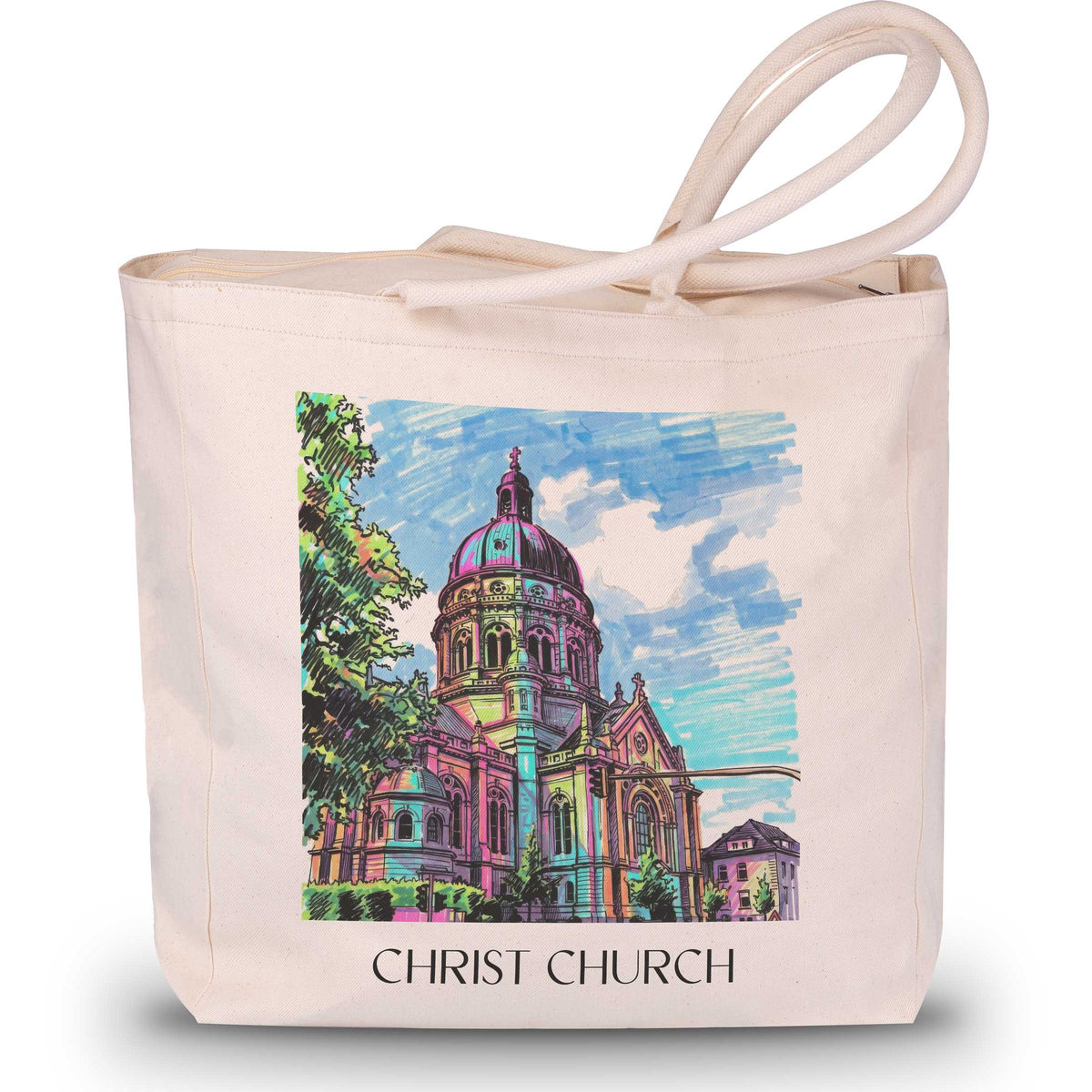 Christuskriche Shopping Tasche - Mainz - Deutschland Tote Bag - Einkaufstasche im Tag Graffiti Stil - favplace