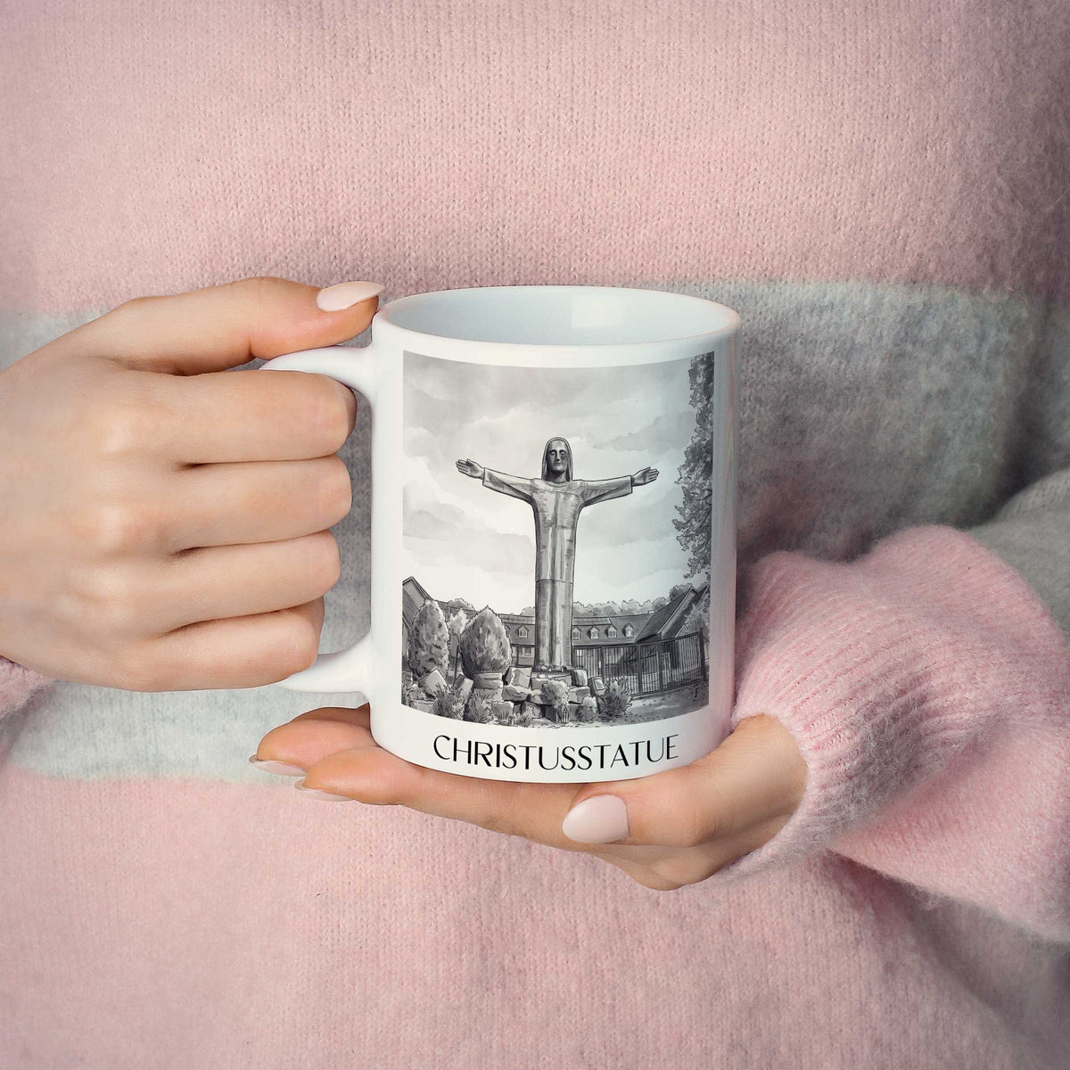 christusstatue-sankt-augustin-deutschland-kaffeebecher-aquarell-schwarz-weiss