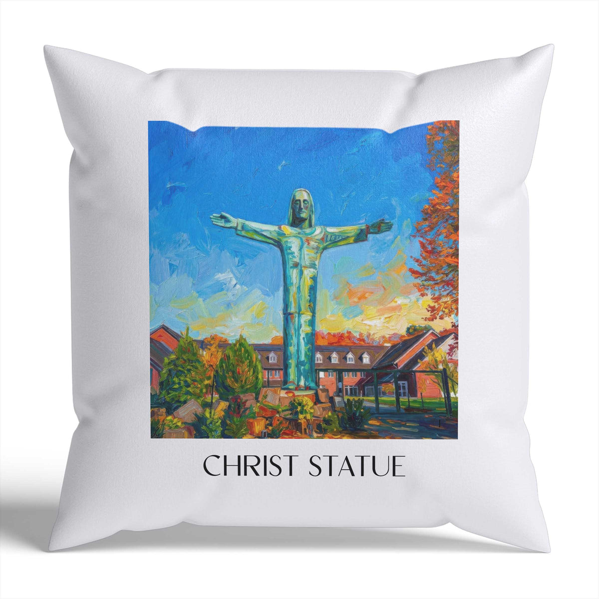 Christusstatue Kissenhülle - Zierkissen Bezug - Sankt Augustin - Deutschland Kissen bzw. Kissenbezug im Ölgemälde Stil - favplace